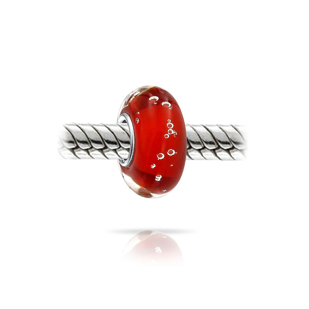 Green Bubble Murano Glass Charm Bead Sterling Silver Fits European Bracelet - Image 5