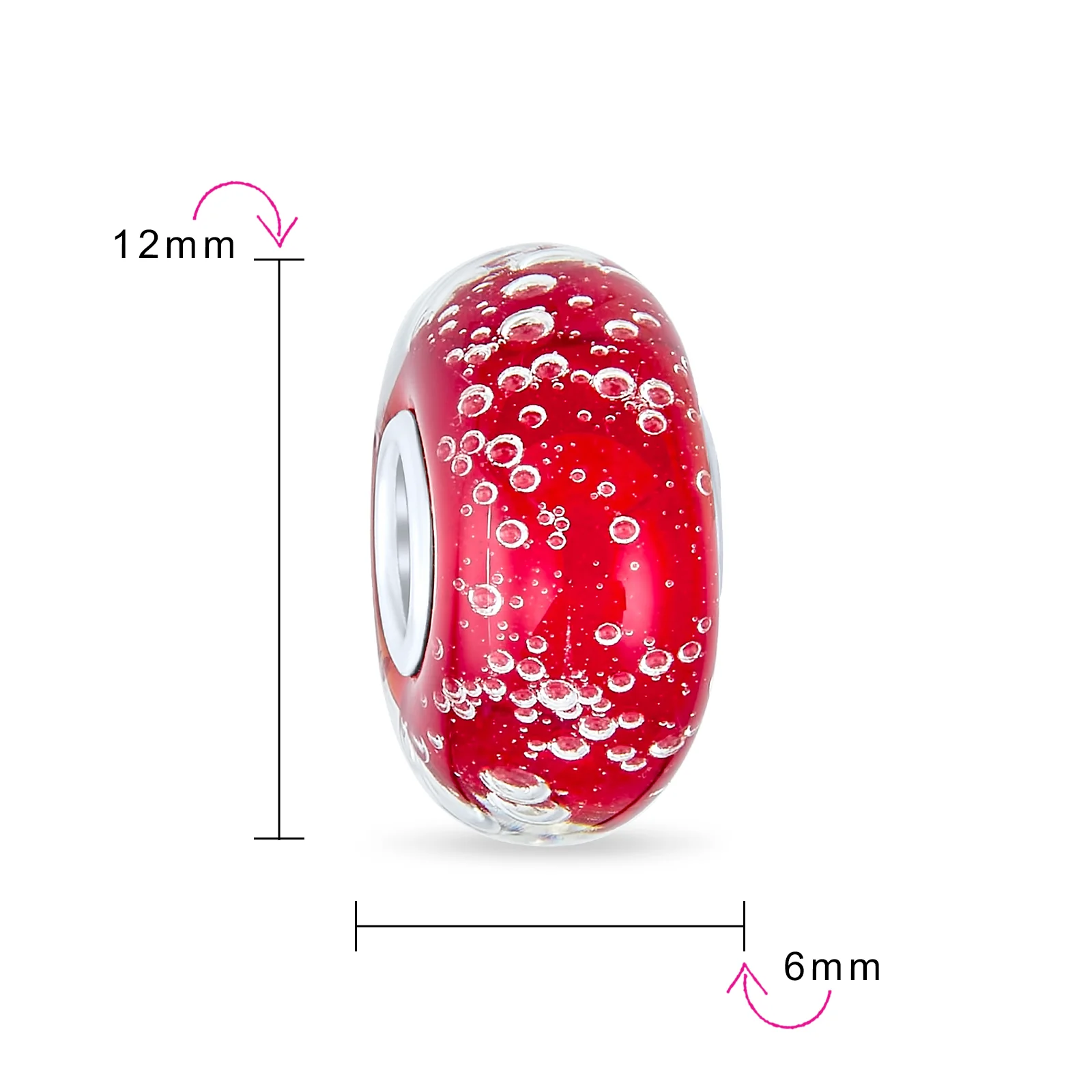 Green Bubble Murano Glass Charm Bead Sterling Silver Fits European Bracelet - Image 8
