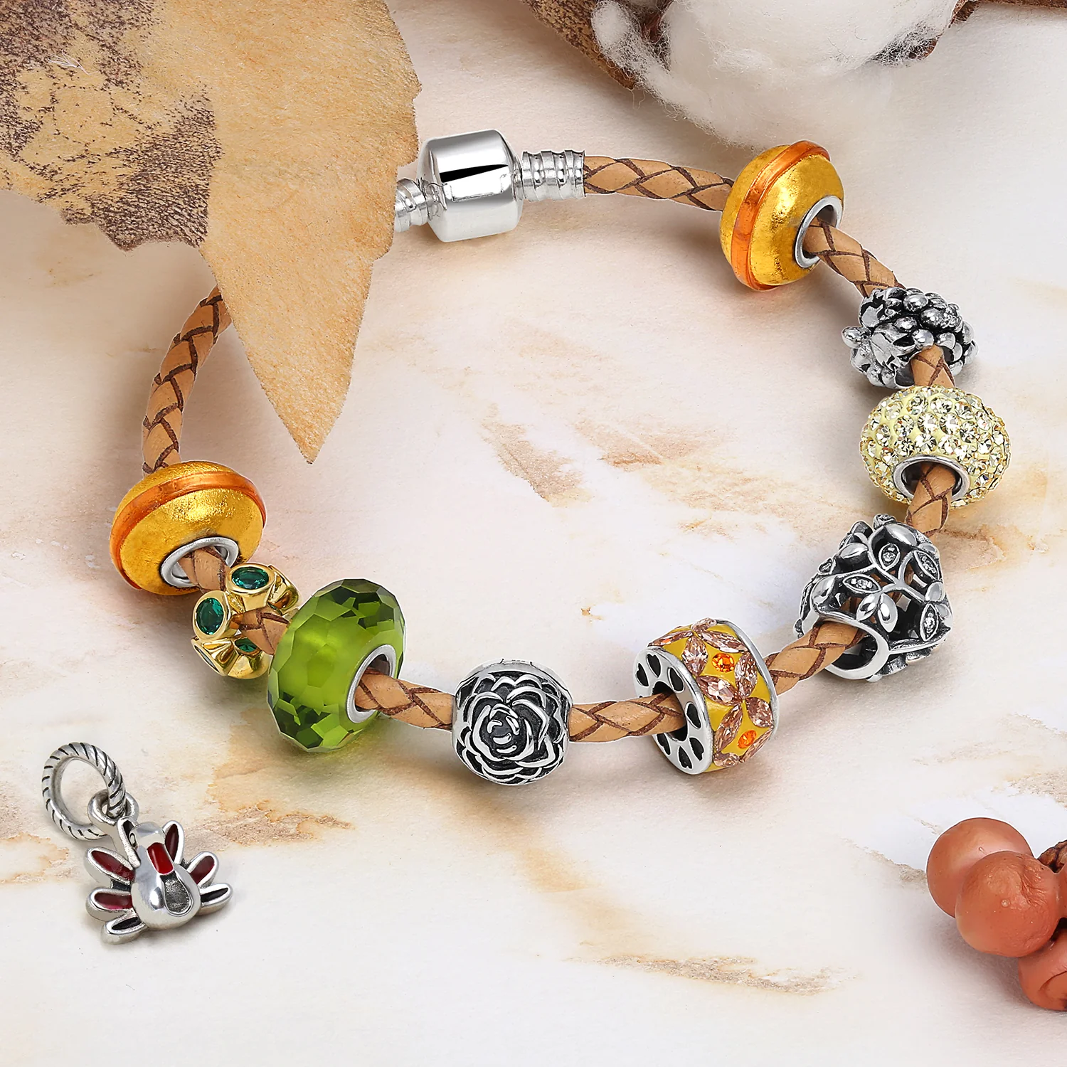 Murano Glass Charm Bead with Sterling Silver Core for European Bracelets - Image 4