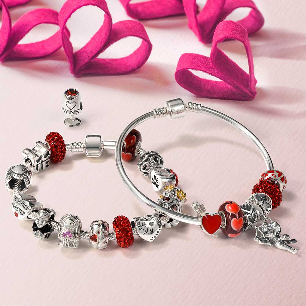 Sommelier Red Wine Glass Charm Bead with Cubic Zirconia for European Bracelet - Image 4