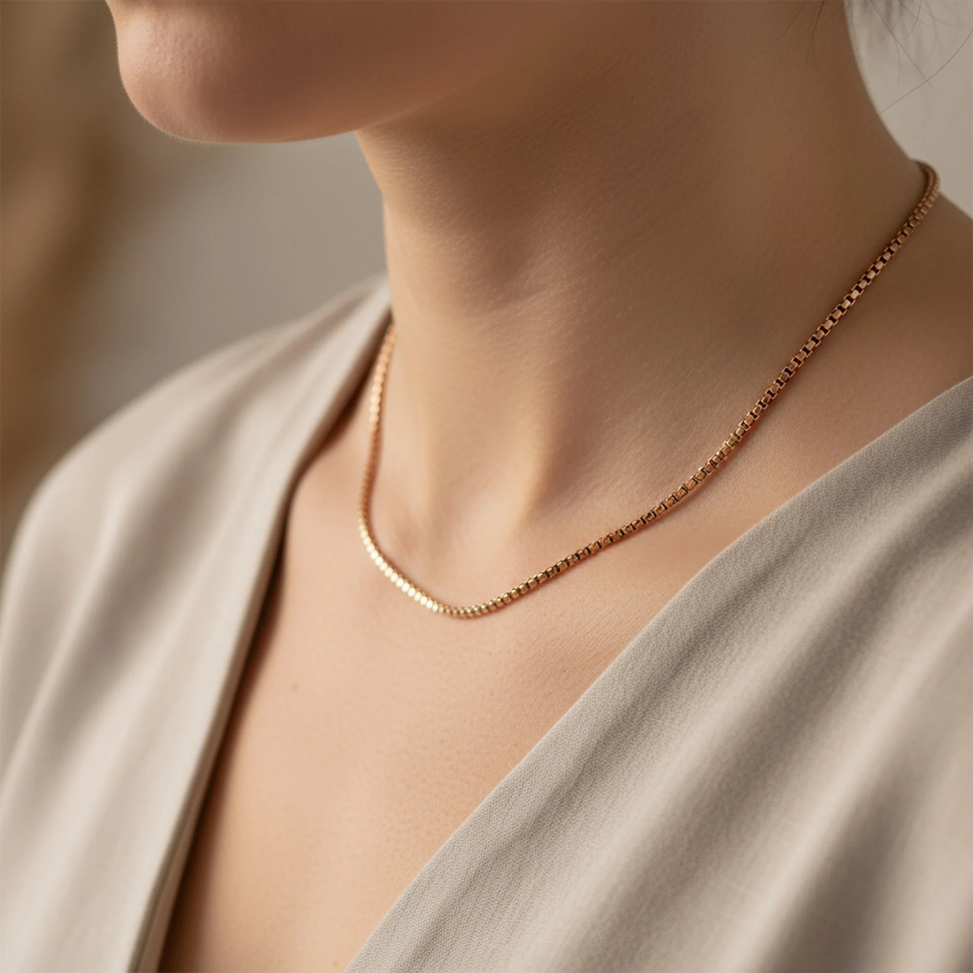 2MM Gold Plated Stainless Box Link Chain Necklace 16-20 Inch - Image 5