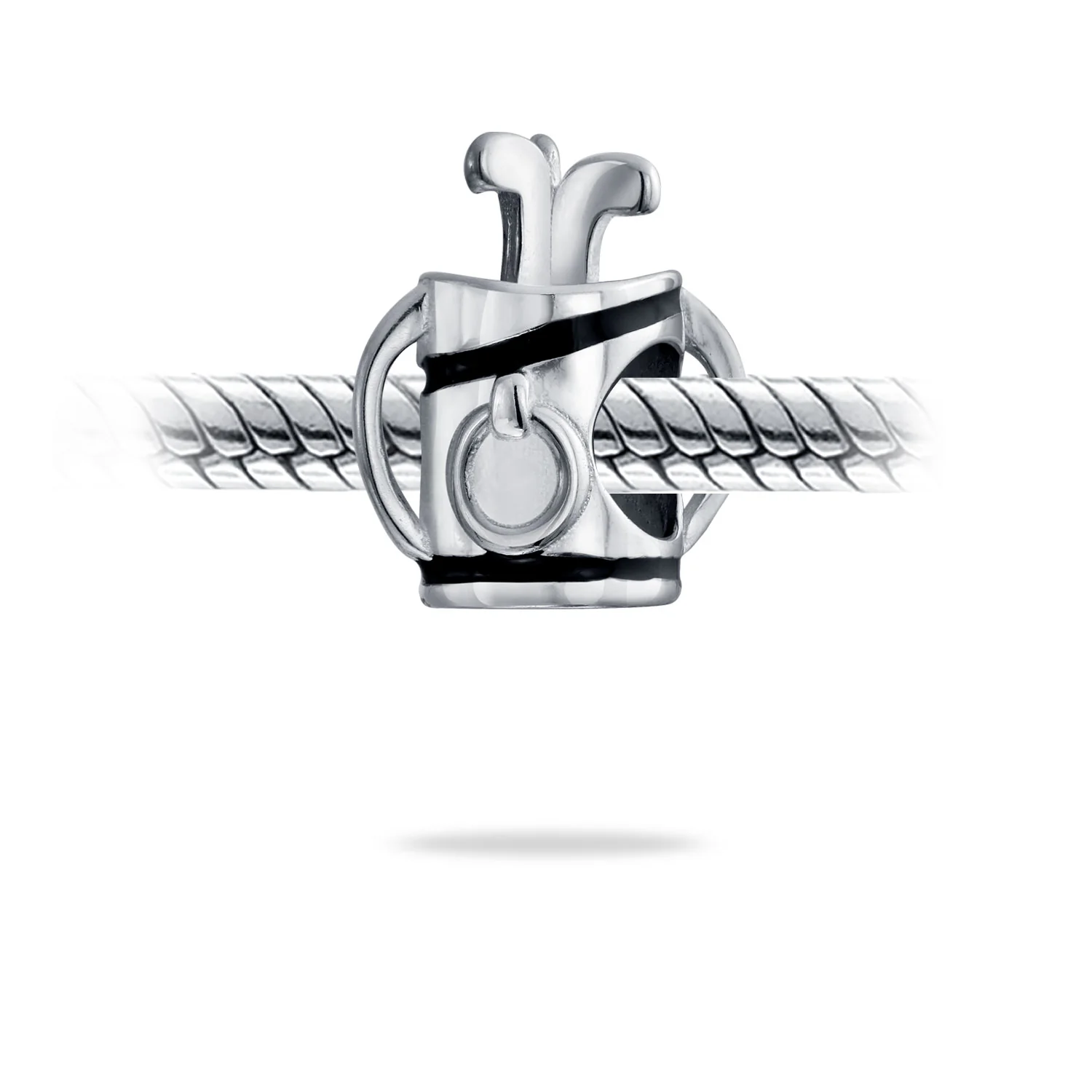 Set of 2 Golf Ball Golf Bag Clubs Charm Bead Sterling Silver for Bracelet - Image 3