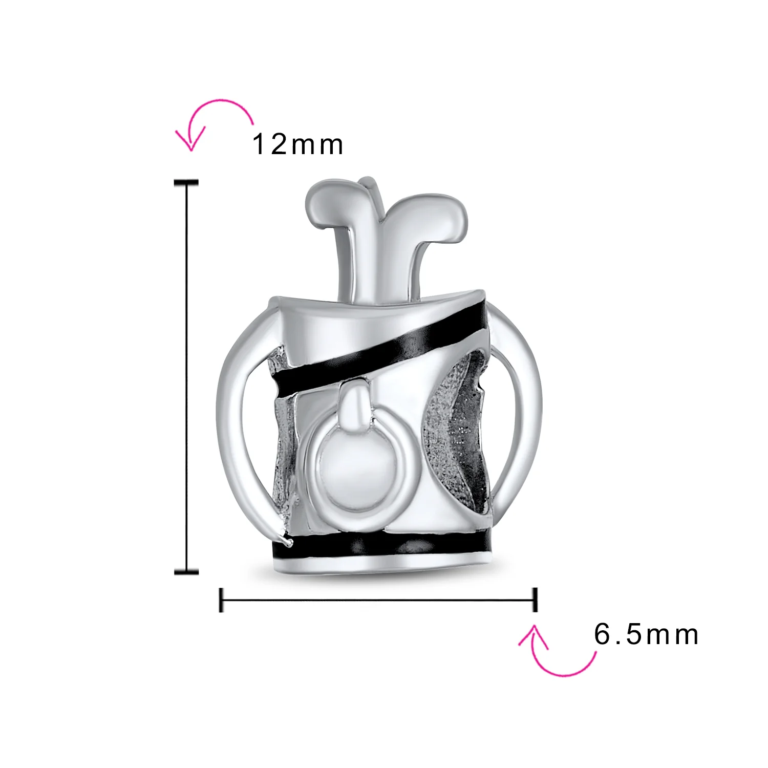 Set of 2 Golf Ball Golf Bag Clubs Charm Bead Sterling Silver for Bracelet - Image 4