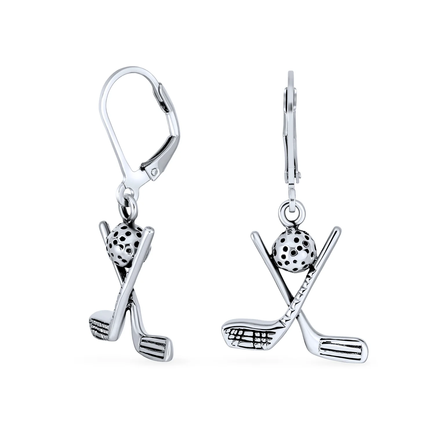 Golf Balls Clubs Dangle Earrings Lever back Oxidized Sterling Silver Golf Jewelry Golf Player Gifts Female Golfers