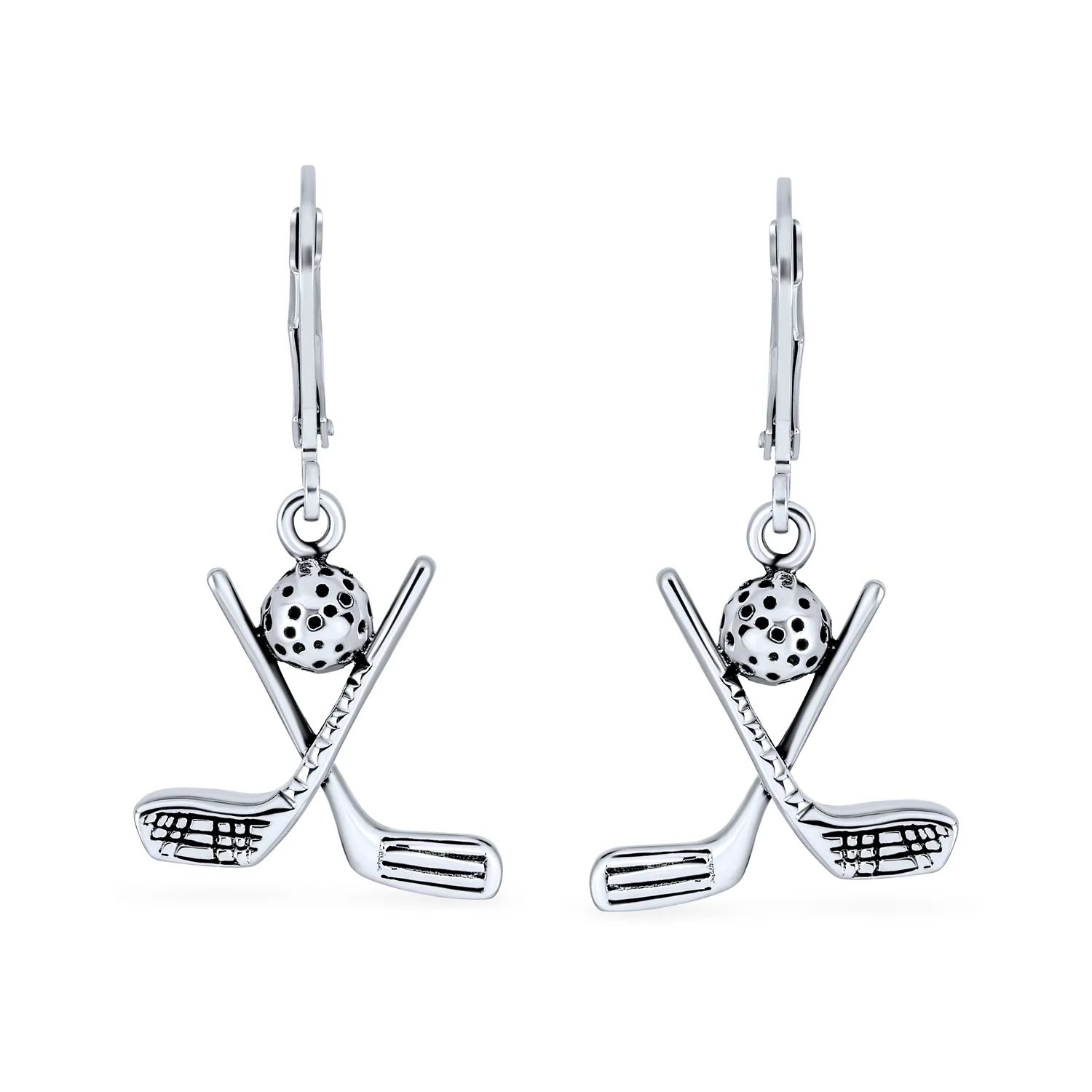 Golf Balls Clubs Dangle Earrings Lever back Oxidized Sterling Silver Golf Jewelry Golf Player Gifts Female Golfers - Image 2