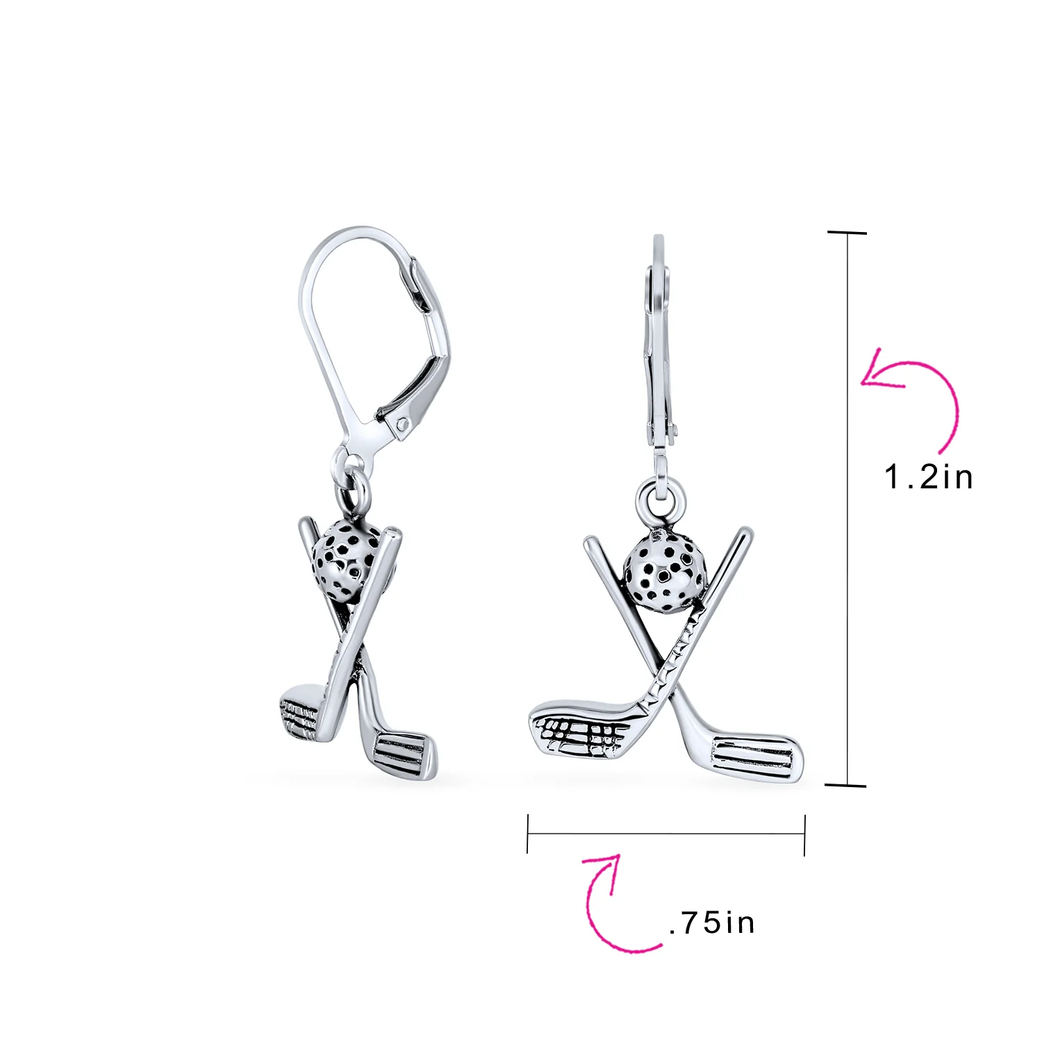 Golf Balls Clubs Dangle Earrings Lever back Oxidized Sterling Silver Golf Jewelry Golf Player Gifts Female Golfers - Image 4