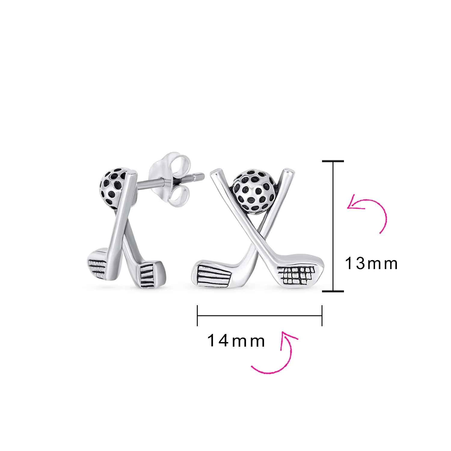 Golfer Gift Sport Athlete Stud Earrings Oxidized Sterling Silver for Golfers - Image 4