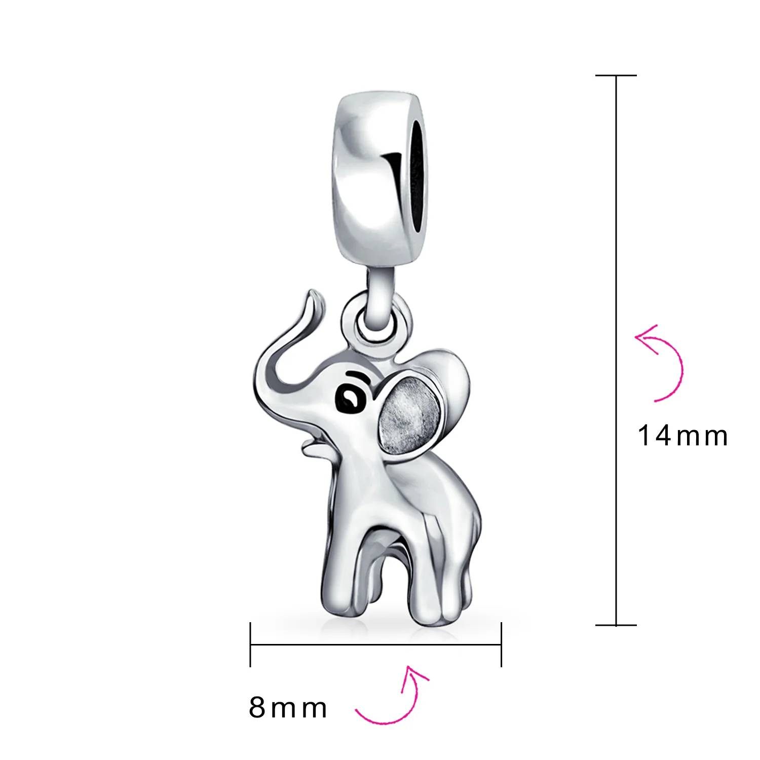 Lucky Animal Bambi Elephant Dangle Charm Bead .925 Sterling Silver Fits European Bracelet - Image 3