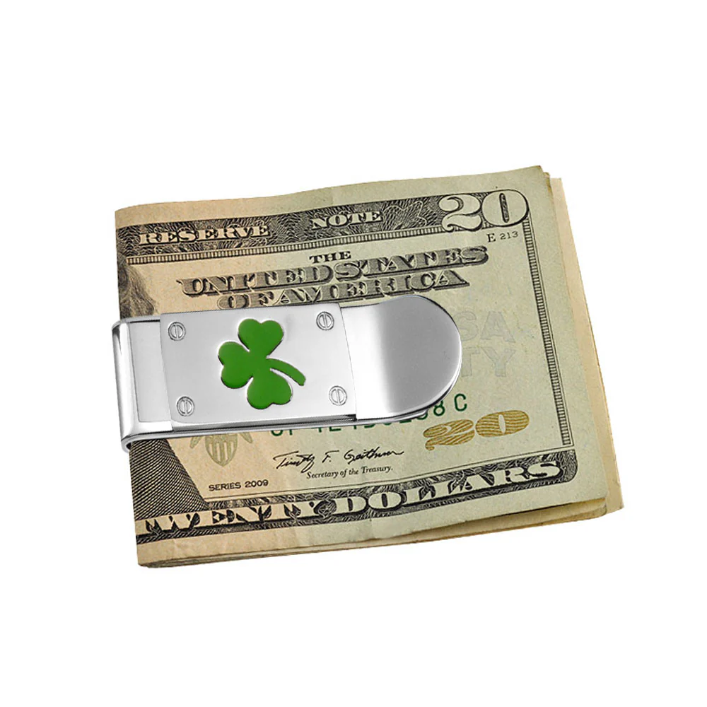 Gift Strong Good Luck Green Clover Shamrock Money Clip for Men Graduation - Image 3