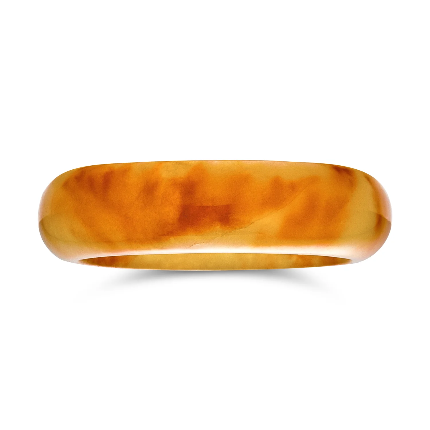 Good Luck Energy Smooth Stackable Natural Gemstone Jade Band Ring - Image 10