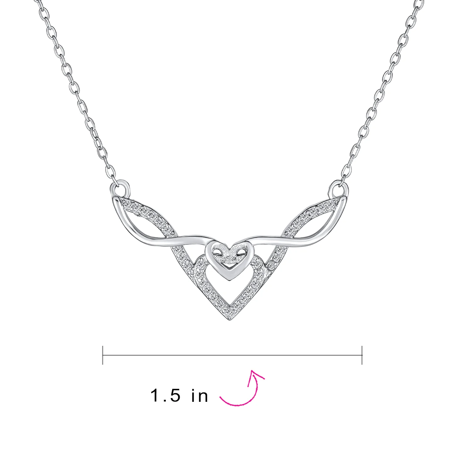 Good Luck Friendship Collar Necklace with CZ Accent Heart and Irish Love Knot - Image 3