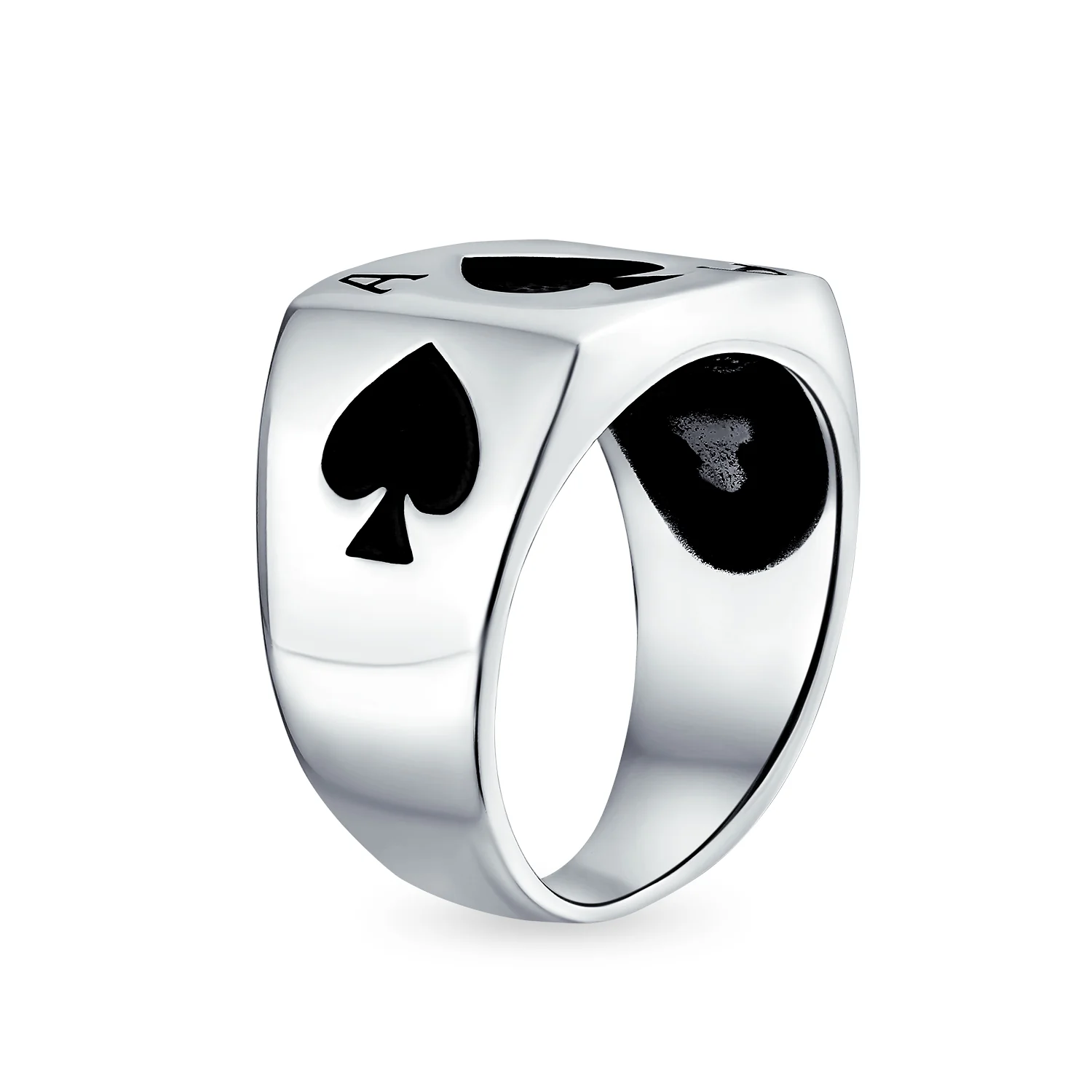 Lucky Las Vegas Gambler Ace Of Spade Signet Ring .925 Sterling Silver - Image 2