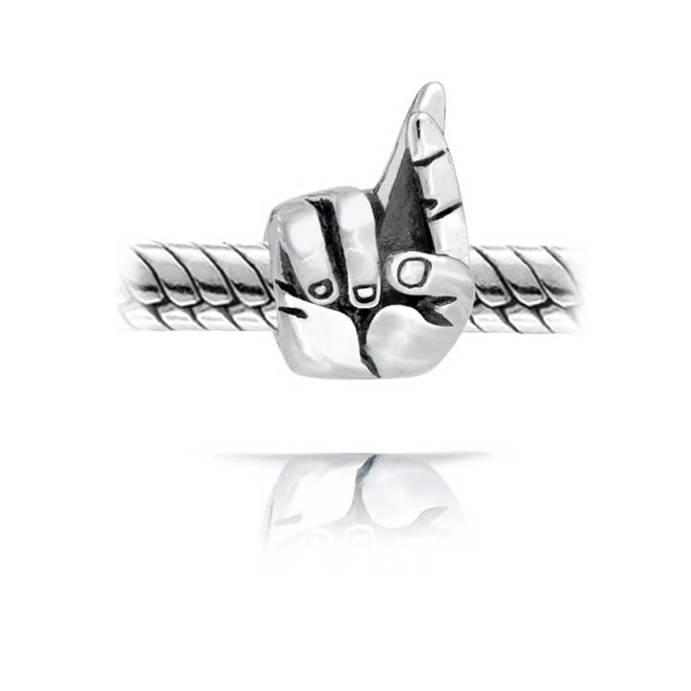 Good Luck Hand Sign Fingers Crossed Charm Bead Sterling Silver for Bracelets - Image 2