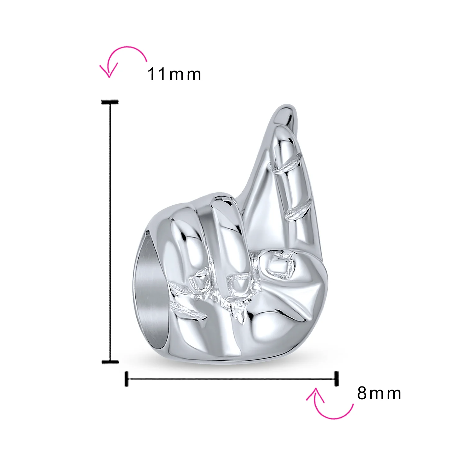Good Luck Hand Sign Fingers Crossed Charm Bead Sterling Silver for Bracelets - Image 3