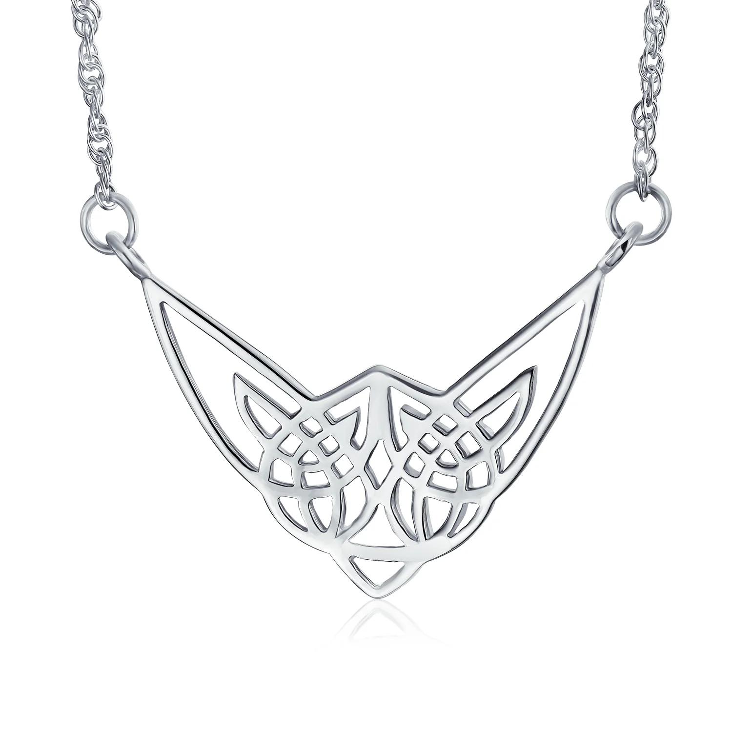 Good Luck Heart Trinity Irish Love Knot Collar Necklace Sterling Silver Celtic - Image 2