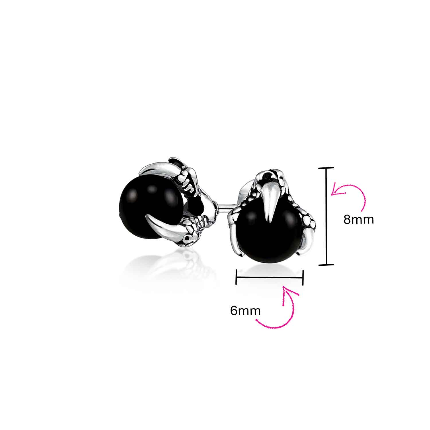 Gothic Punk Rocker Dragon Claw Stud Earrings Aqua Blue Ball for Men Silver Tone - Image 10