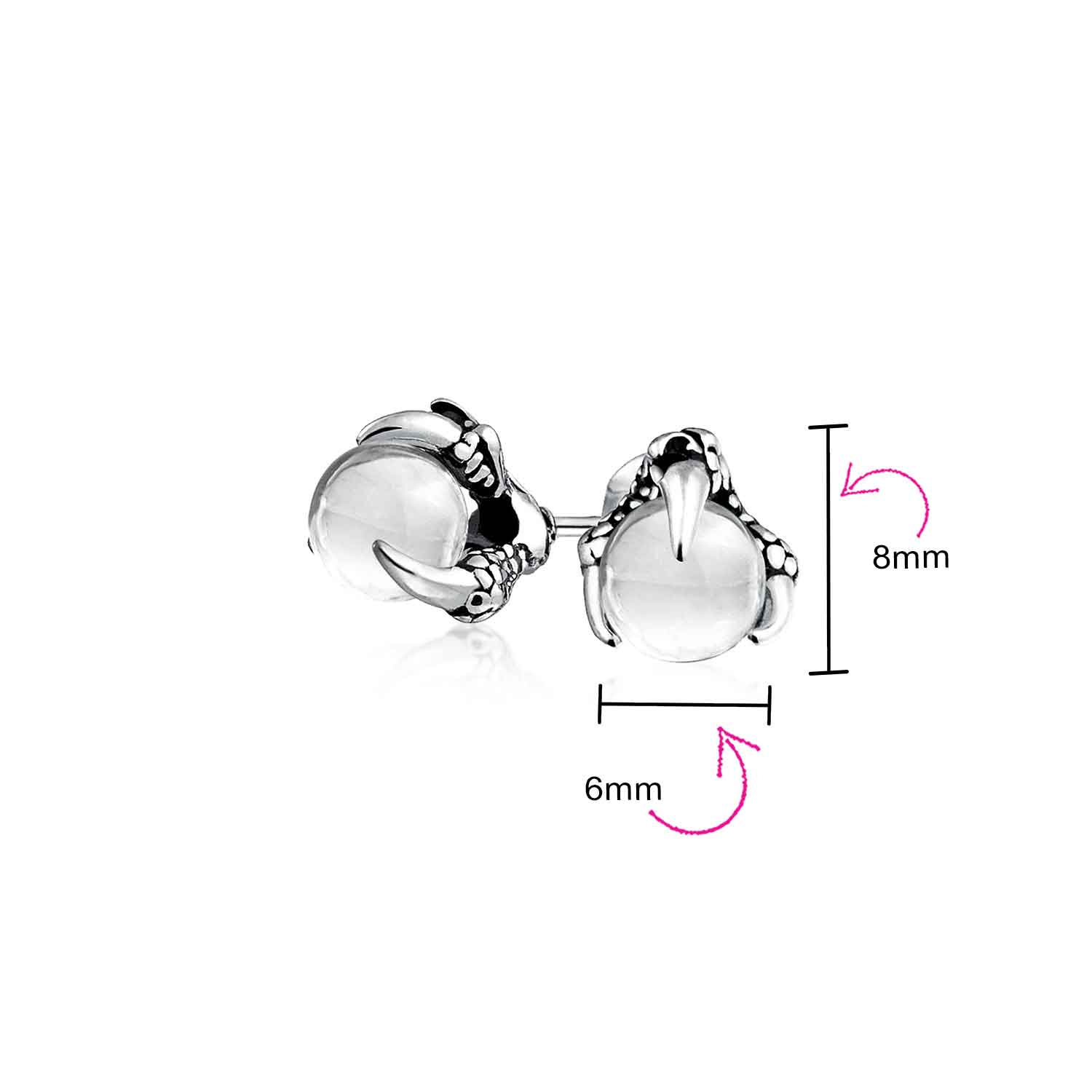Gothic Punk Rocker Dragon Claw Stud Earrings Aqua Blue Ball for Men Silver Tone - Image 11