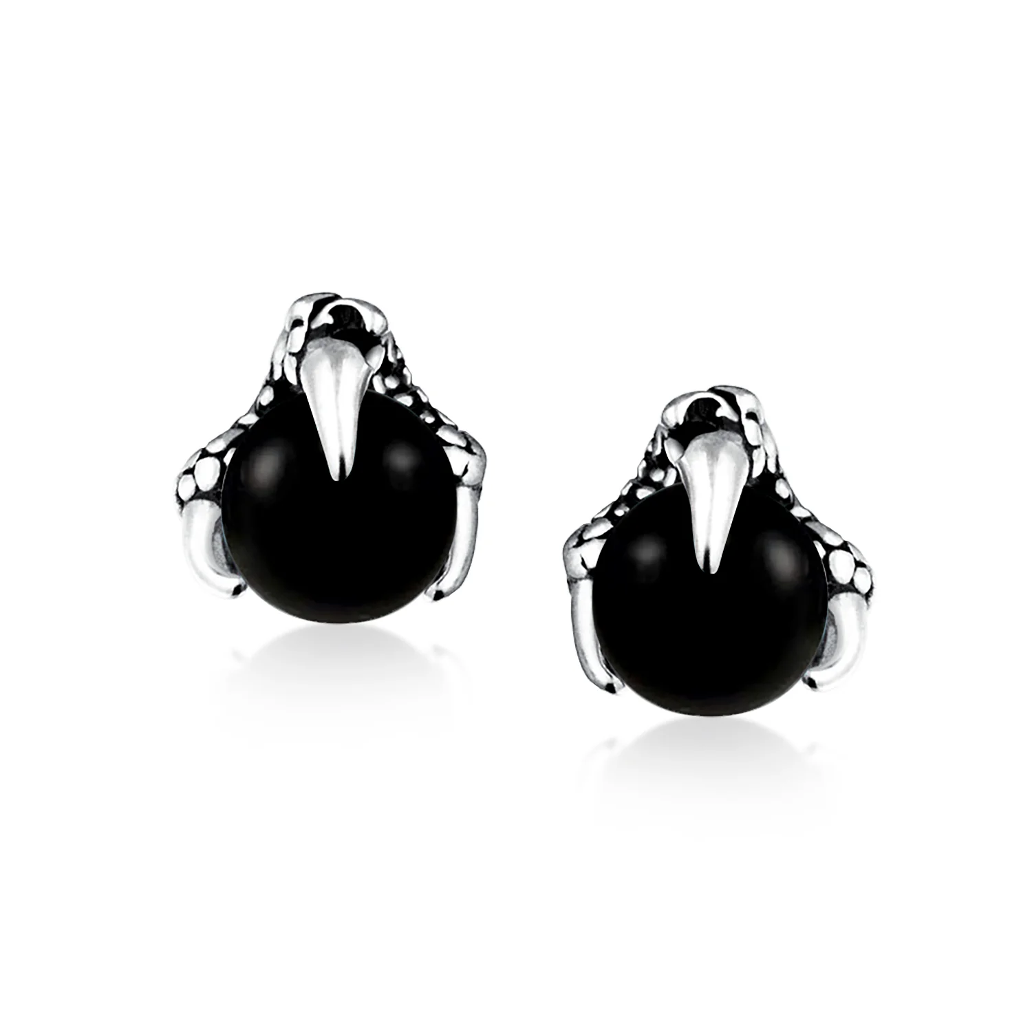 Gothic Punk Rocker Dragon Claw Stud Earrings Aqua Blue Ball for Men Silver Tone - Image 4