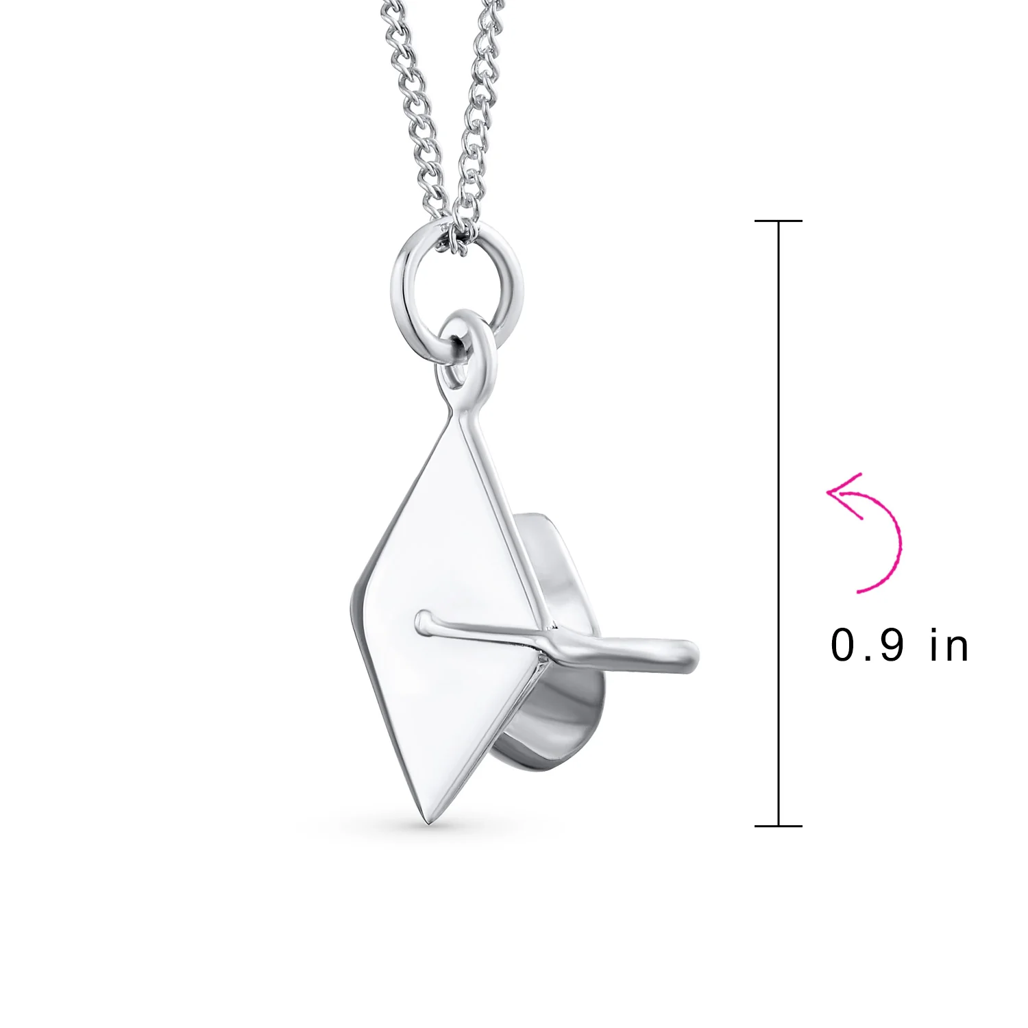 Graduate Gift Sterling Silver Pendant Necklace with Graduation Cap Hat Design - Image 4