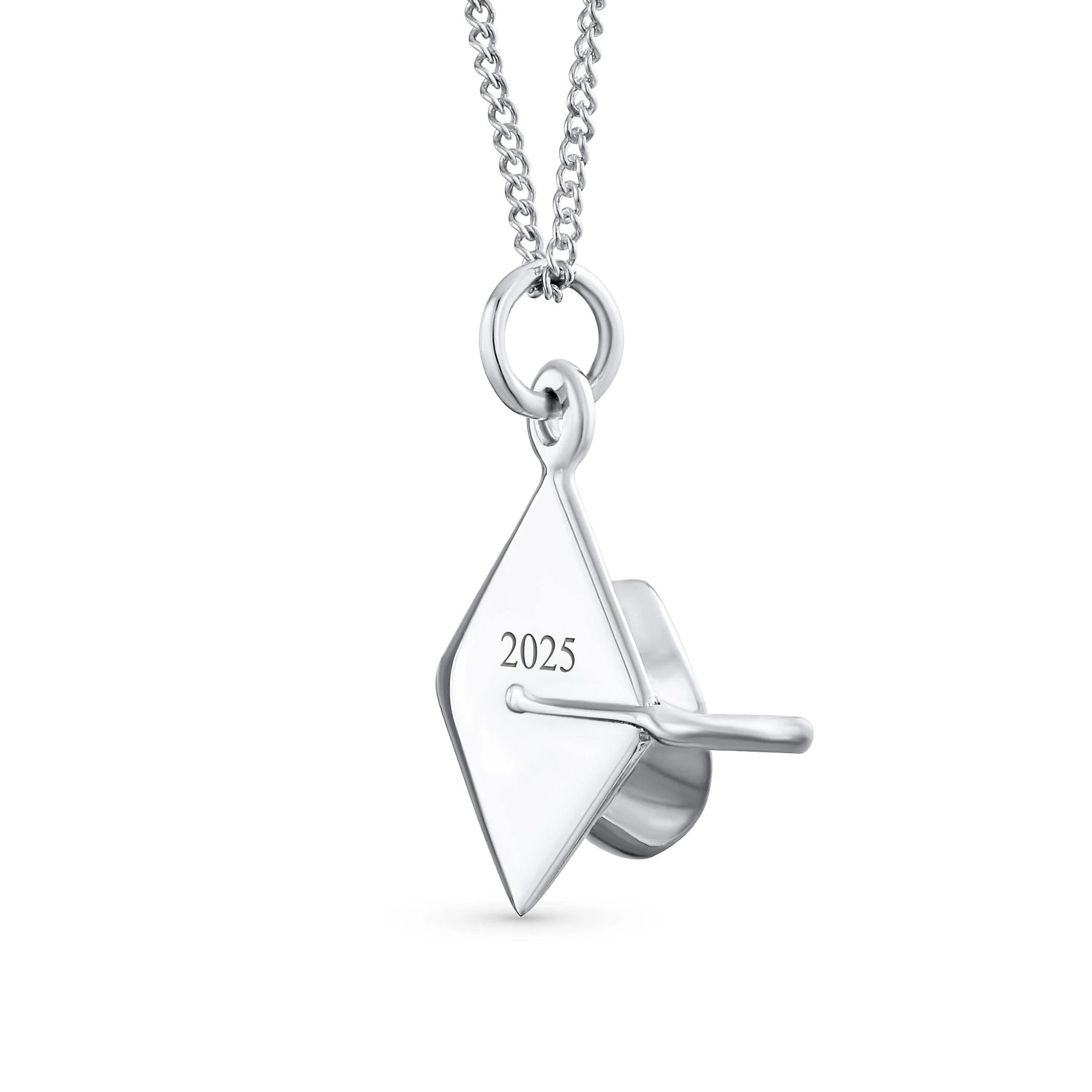 Graduate Gift Sterling Silver Pendant Necklace with Graduation Cap Hat Design - Image 5