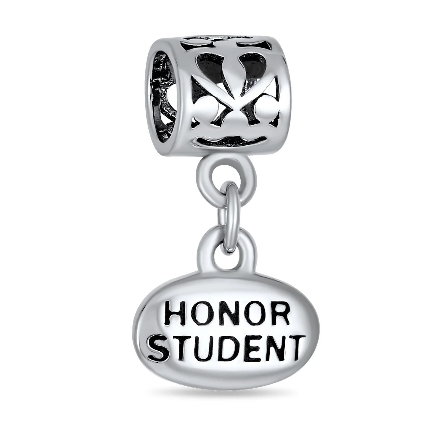 Set of 2 Graduation Cap & Words Honor Student Dangle Charm Bead Sterling Silver - Image 5