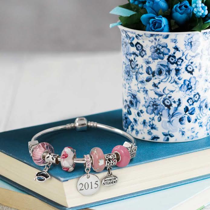 Cap Honor Student Luck Heart Bead Charms Bracelet 925 Sterling Silver - Image 5