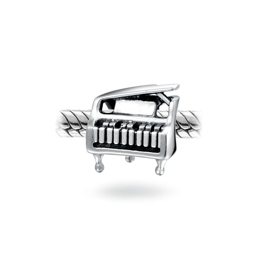 Grand Piano Charm Bead for Musicians in Oxidized Sterling Silver Fits Bracelets - Image 3