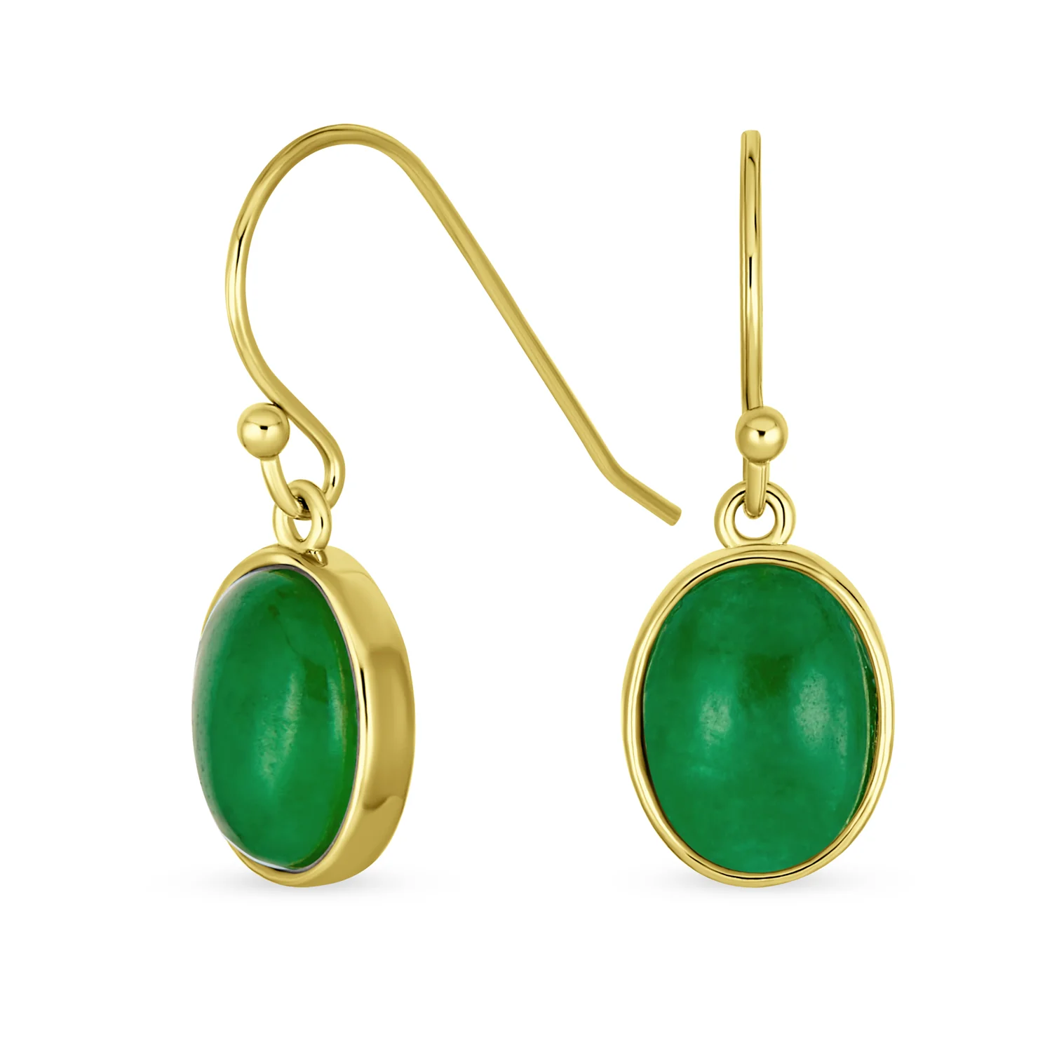 Green Jade Necklace & Drop Earrings Jewelry Set Gold Plated Sterling Silver - Image 6