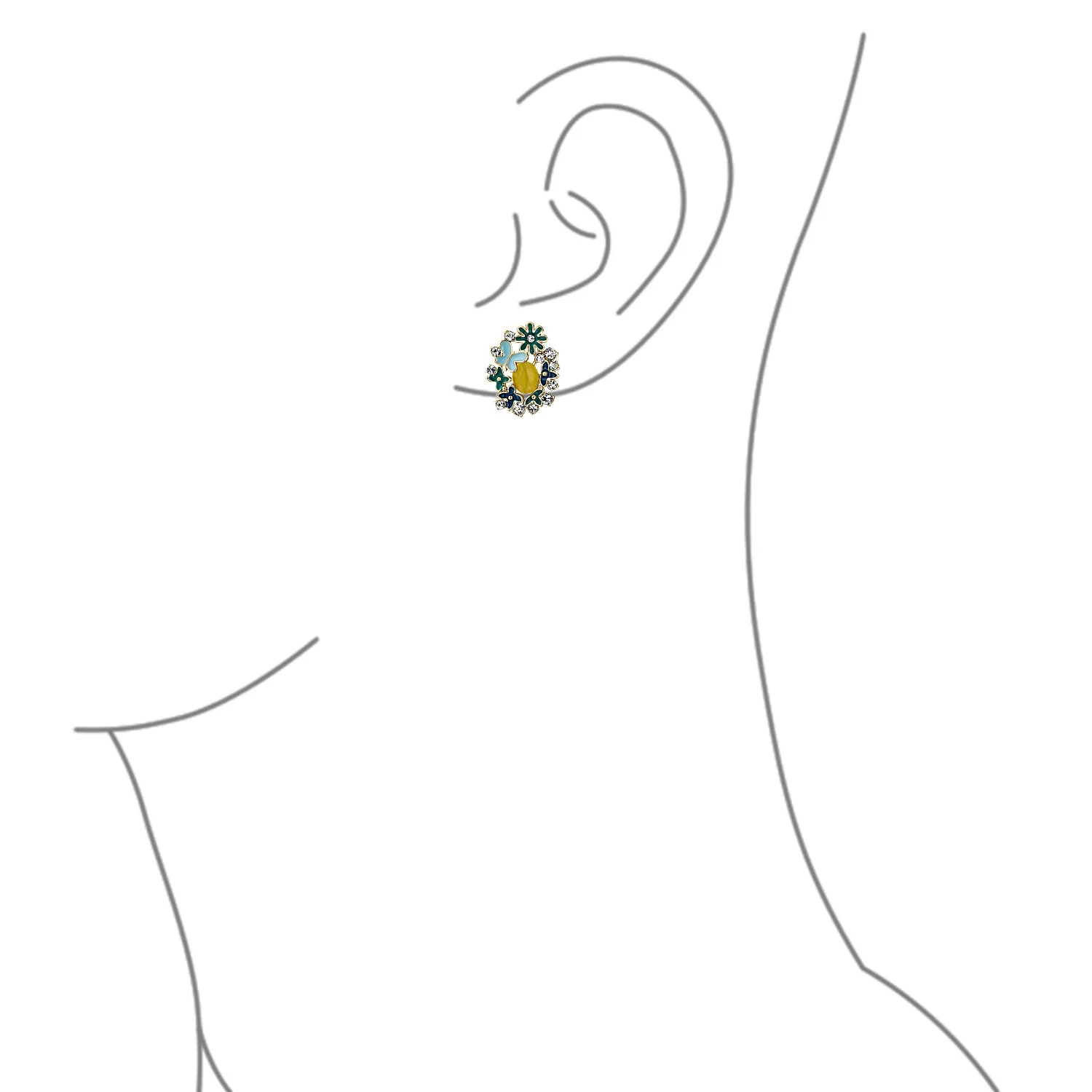 Multicolor Butterflies Flower Clip-On Earrings Non-Pierced Ears - Image 5