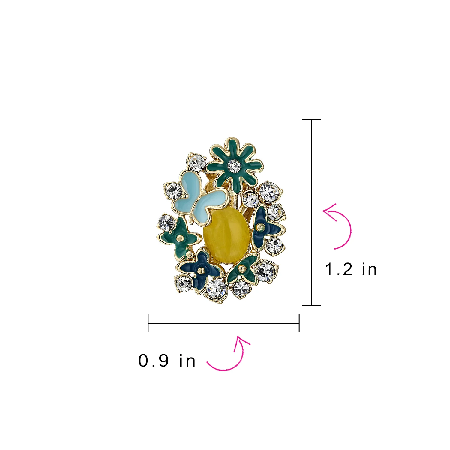 Multicolor Butterflies Flower Clip-On Earrings Non-Pierced Ears - Image 7