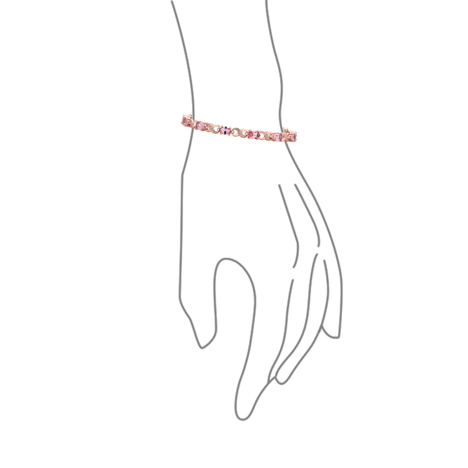 Green Red Oval CZ Tennis Bracelet in Silver Plated Finish - Image 18