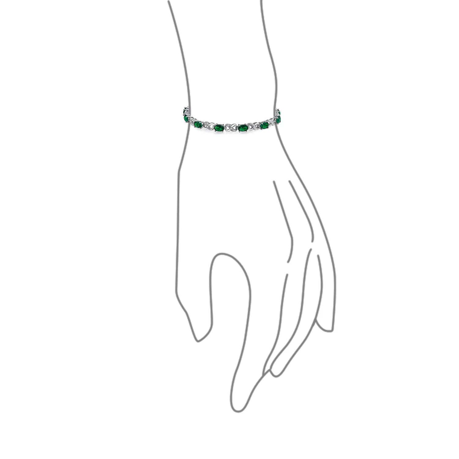 Green Red Oval CZ Tennis Bracelet in Silver Plated Finish - Image 19