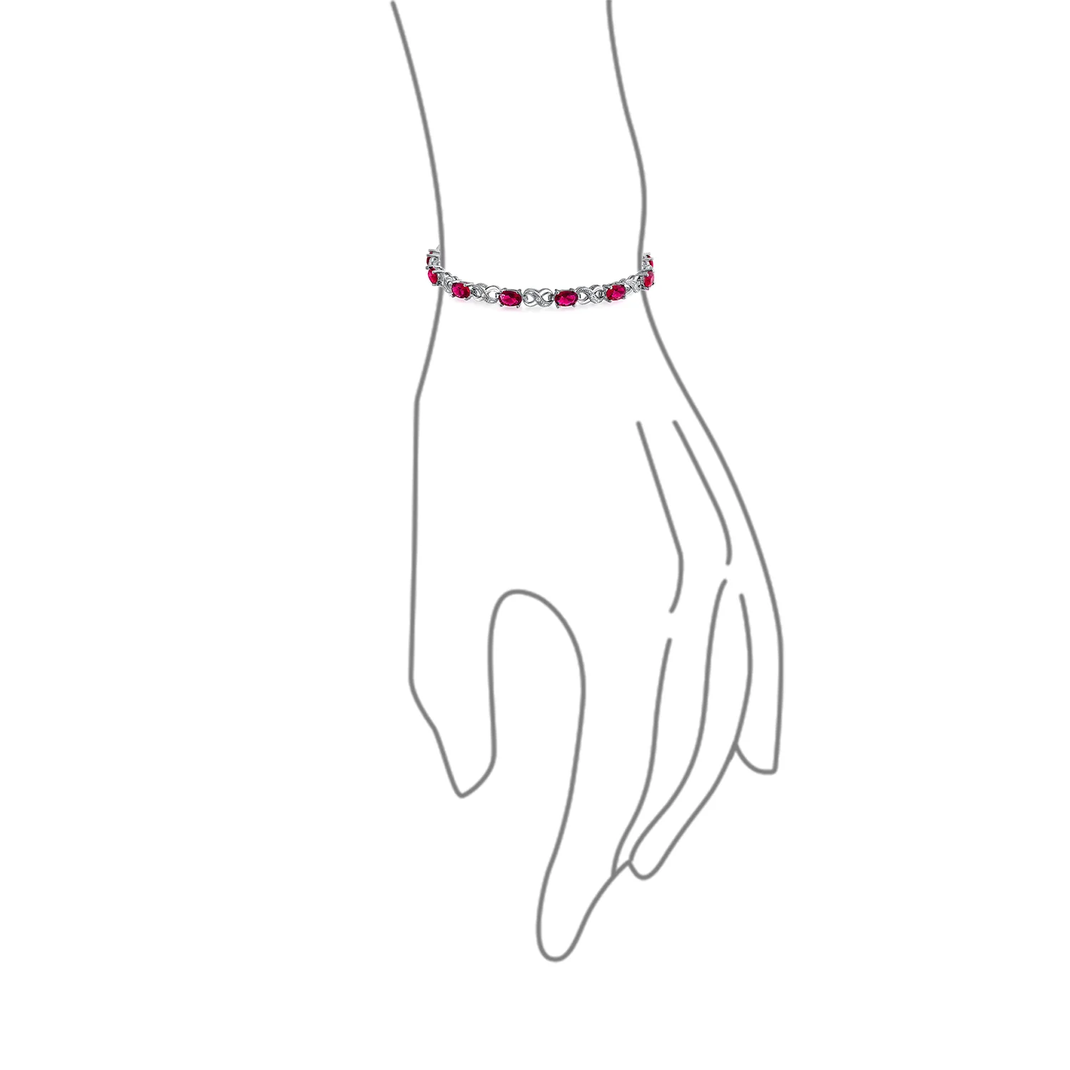 Green Red Oval CZ Tennis Bracelet in Silver Plated Finish - Image 20