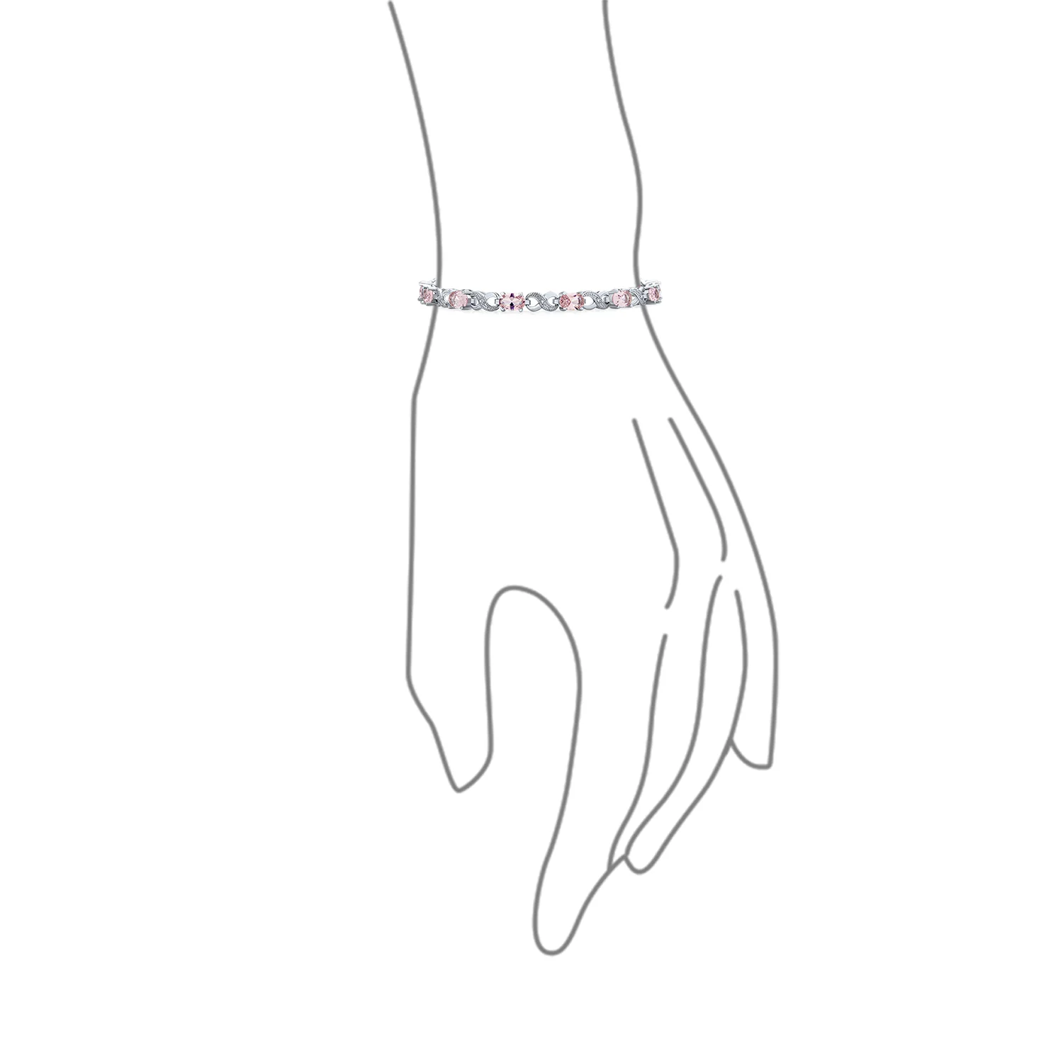 Green Red Oval CZ Tennis Bracelet in Silver Plated Finish - Image 21