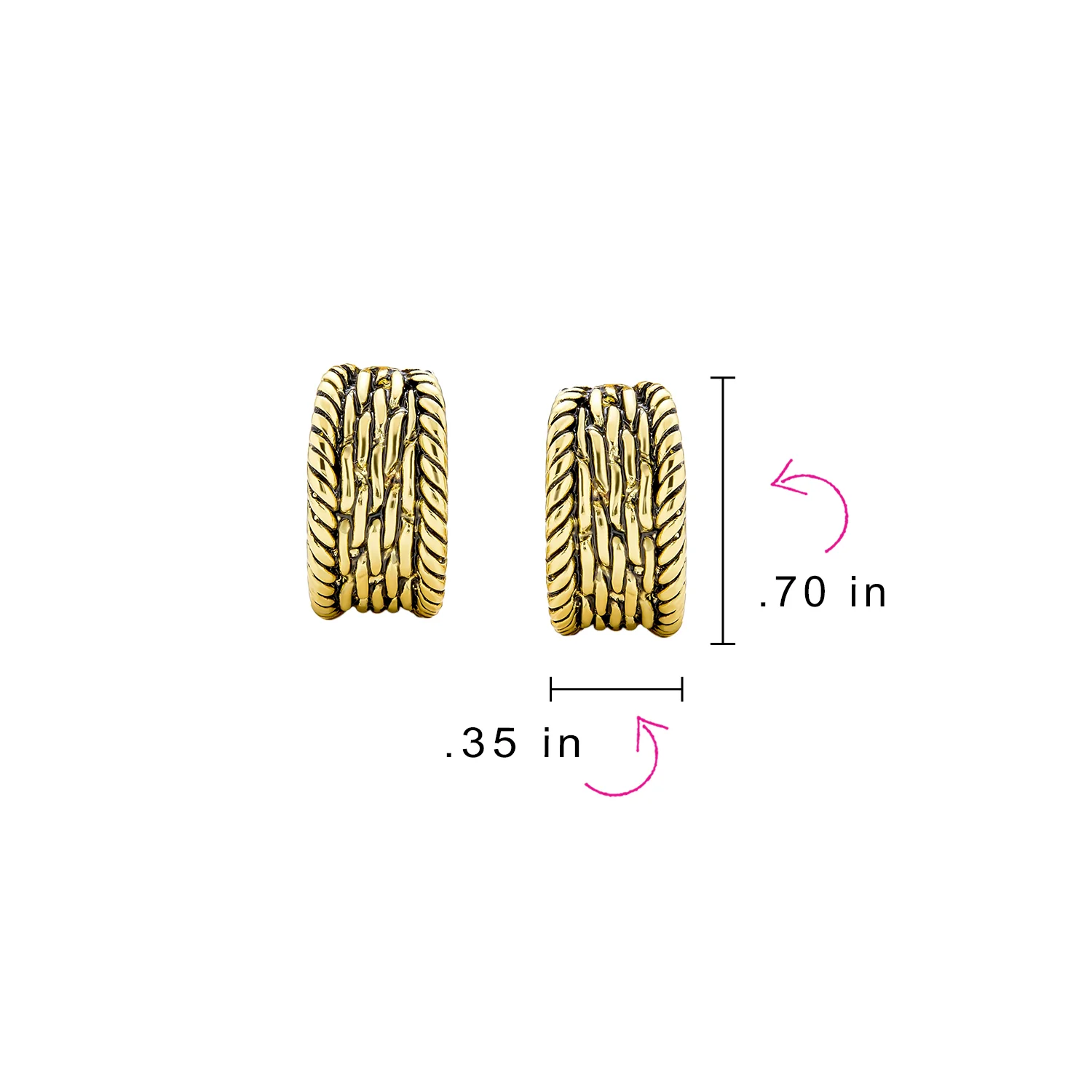 Fashion Cable Weave Wide Half Hoop Clip On Earrings Non Pierced Ears Oxidized - Image 8