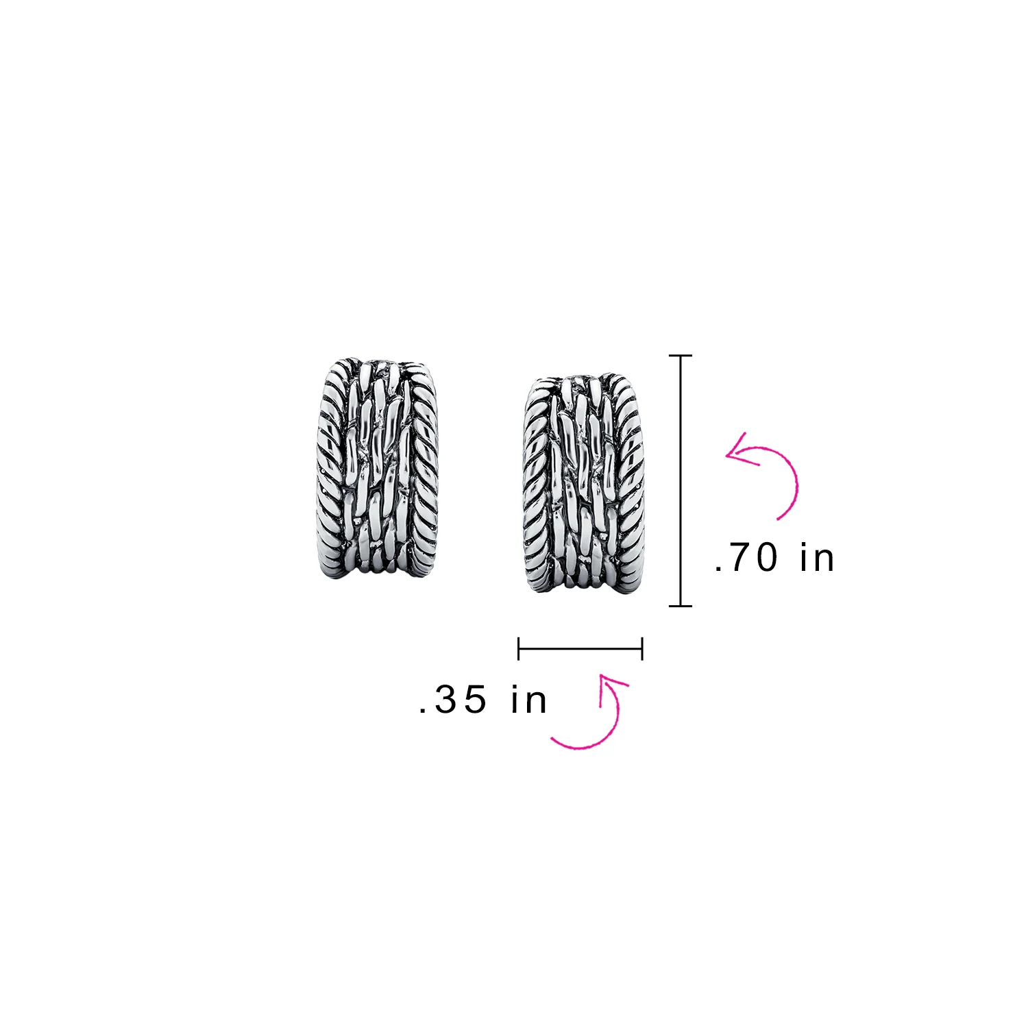 Fashion Cable Weave Wide Half Hoop Clip On Earrings Non Pierced Ears Oxidized - Image 9
