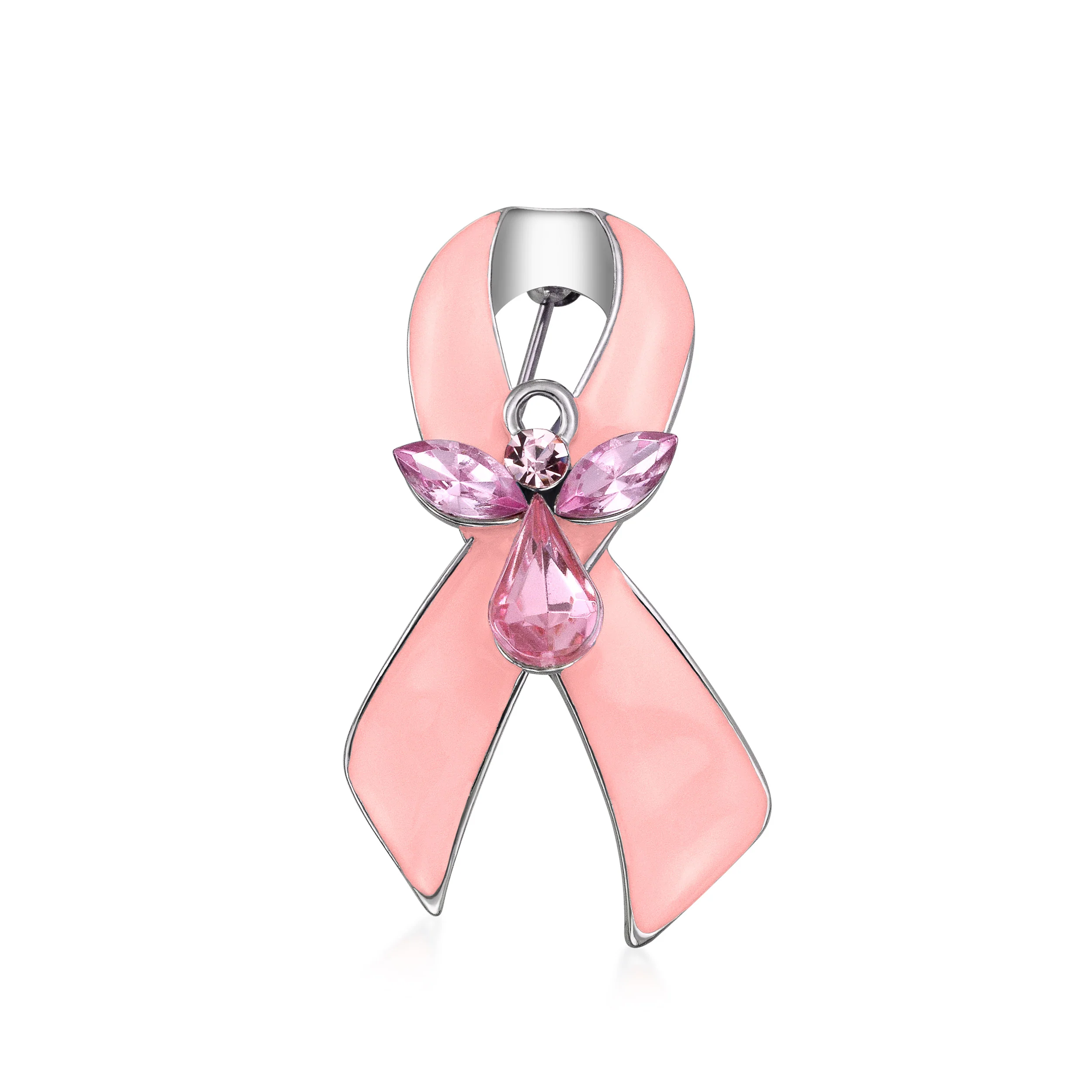 Guardian Angel Cancer Awareness Support Ribbon Brooch Pin Purple Crystal Enamel