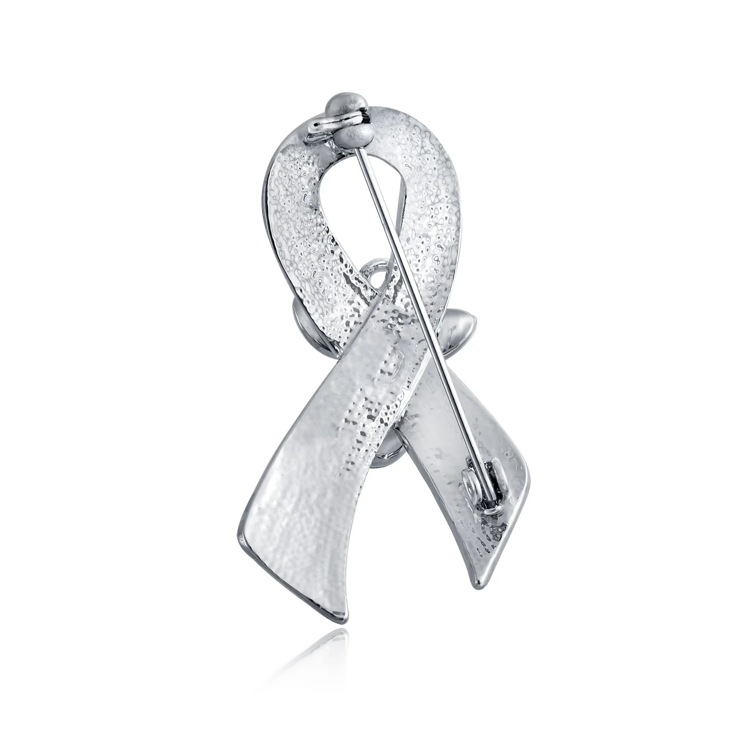 Guardian Angel Cancer Awareness Support Ribbon Brooch Pin Purple Crystal Enamel - Image 8