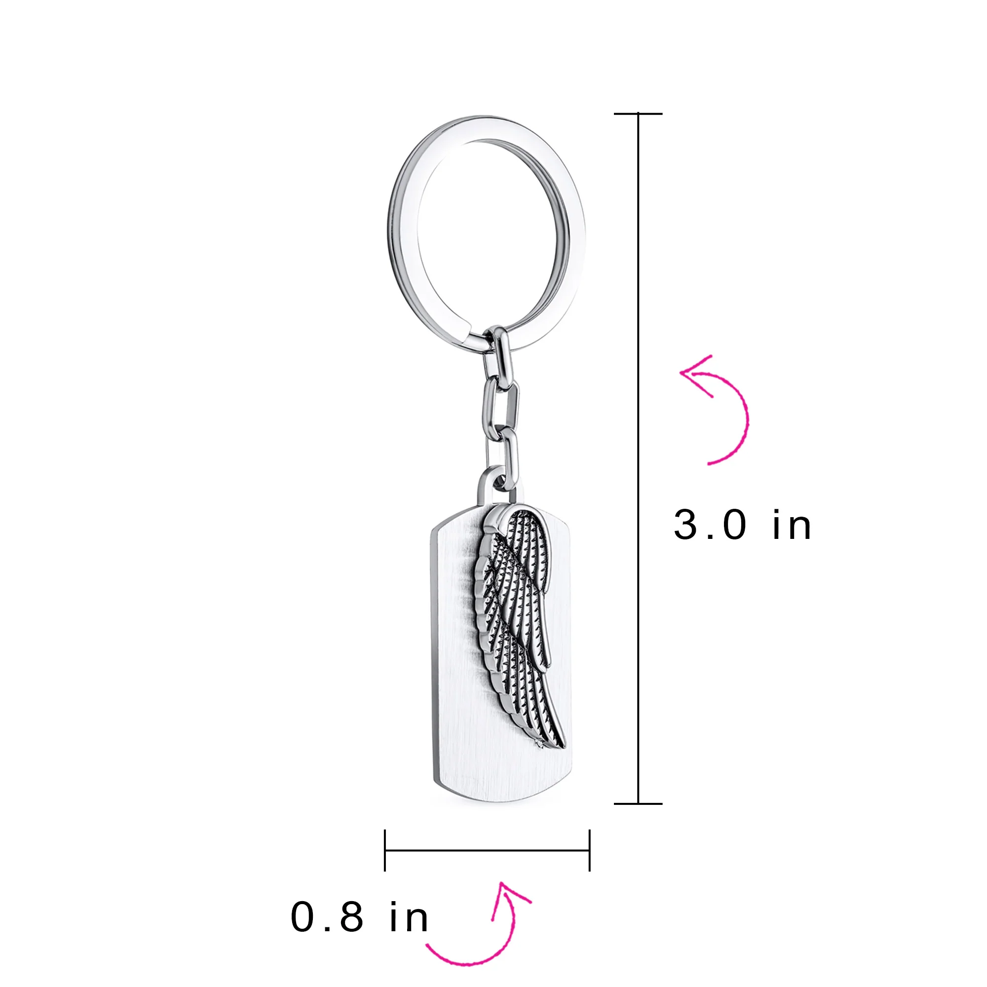 Guardian Angel Wing Feather Key Chain for Men - Oxidized Stainless Steel Dog Tag - Image 3