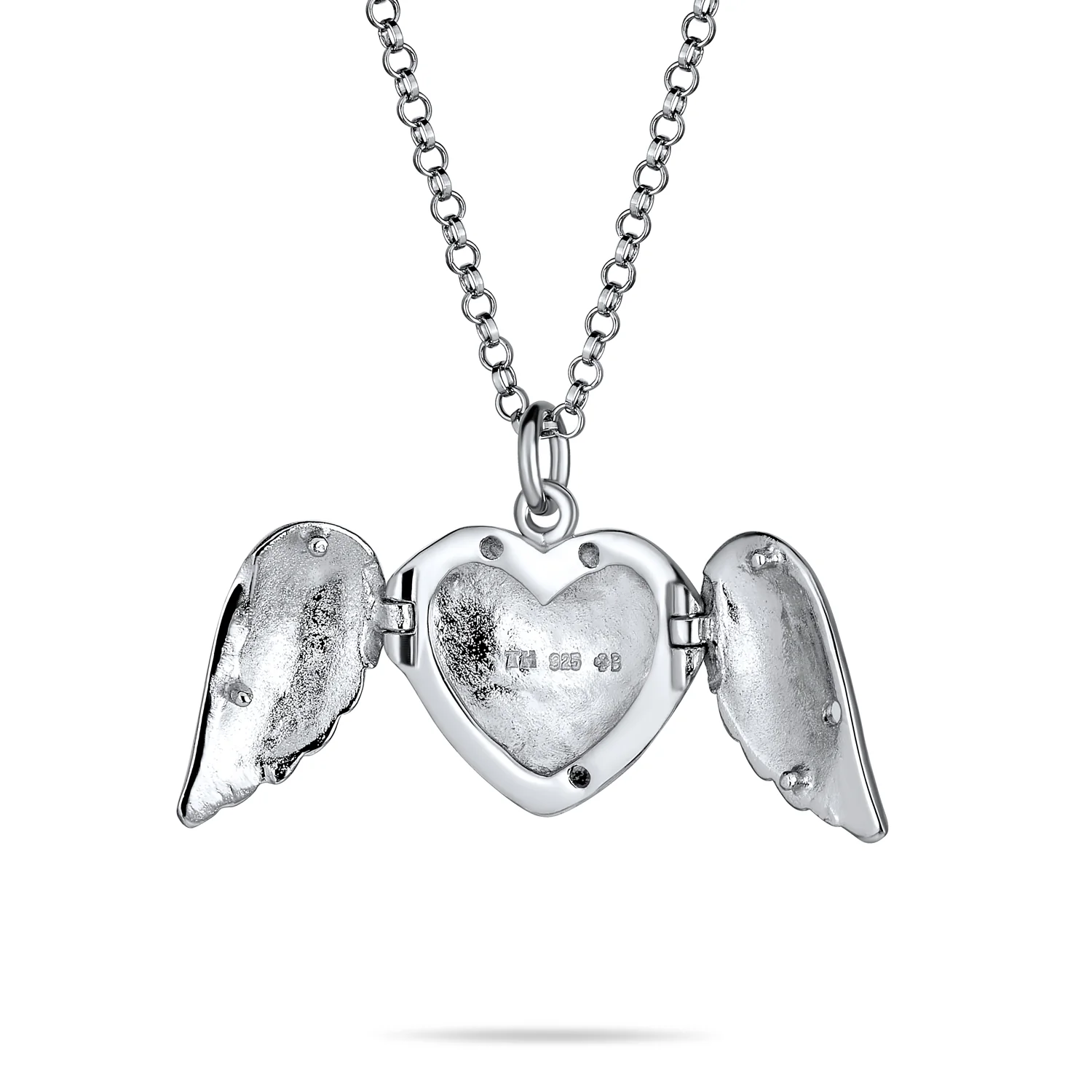 Guardian Angel Wing Heart Keepsake Locket Necklace for Teens Holds Photos Silver - Image 3