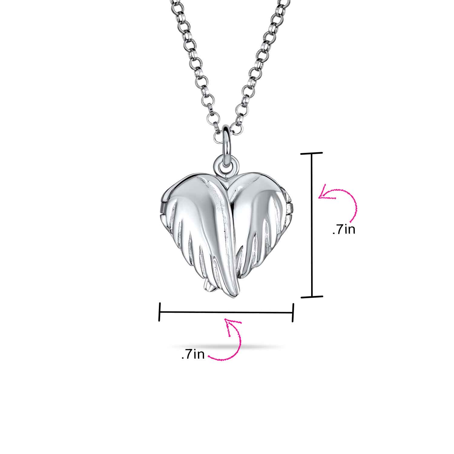 Guardian Angel Wing Heart Keepsake Locket Necklace for Teens Holds Photos Silver - Image 6