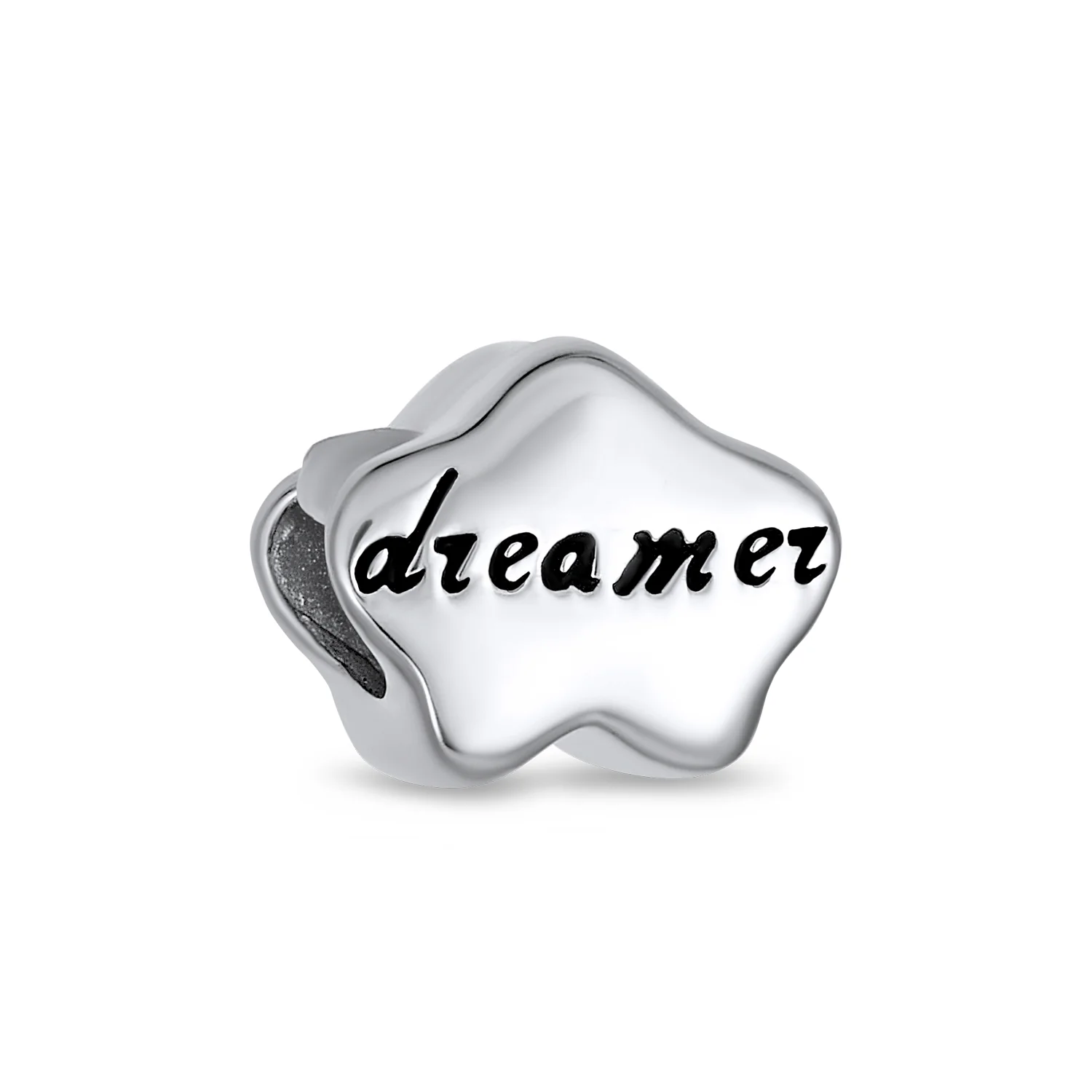 Set of 2 Fairy Angel Wings Heart & Cloud Word Dreamer Bead Charm Sterling Silver - Image 2