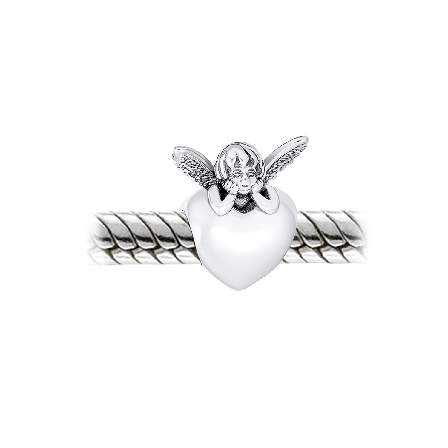 Set of 2 Fairy Angel Wings Heart & Cloud Word Dreamer Bead Charm Sterling Silver - Image 6