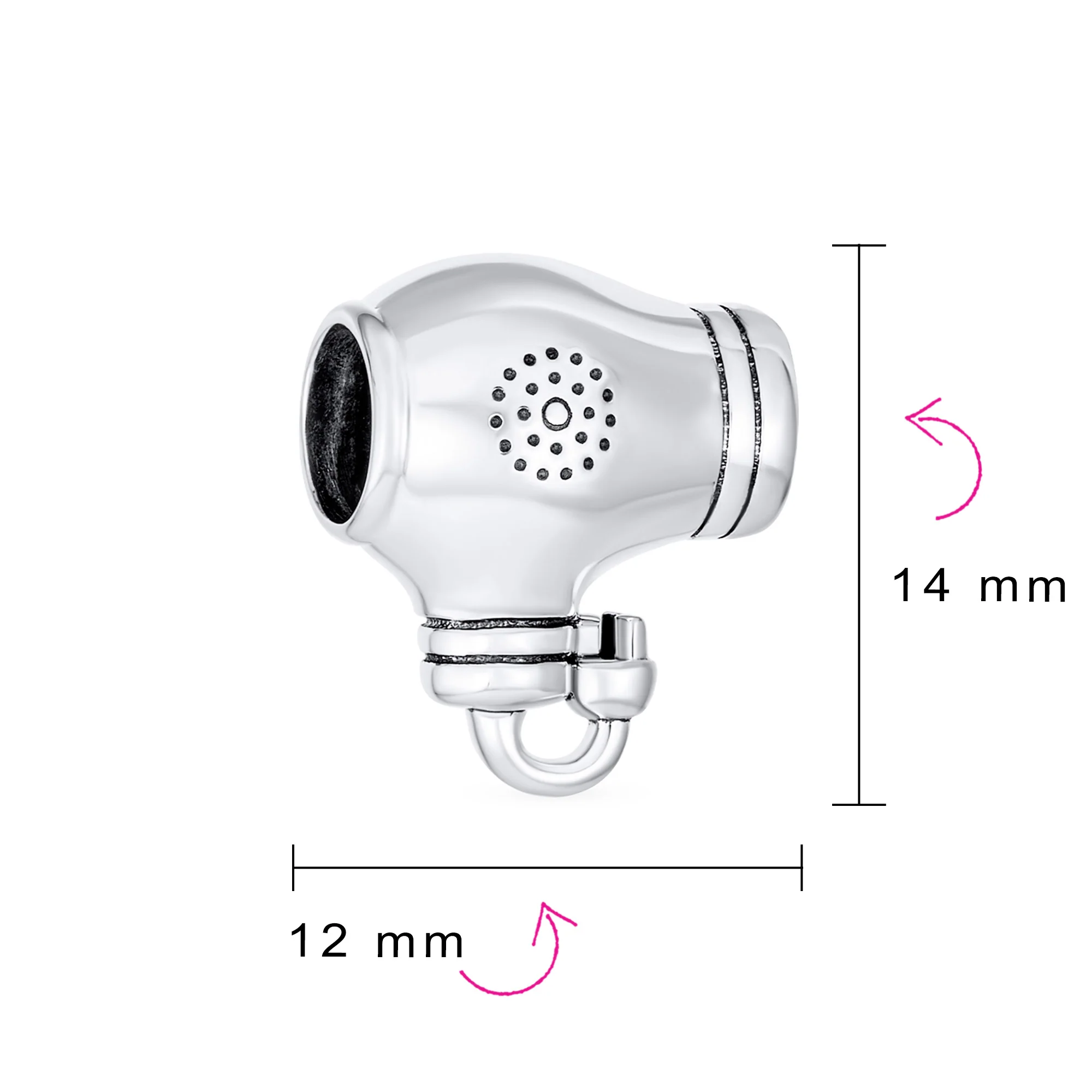 Hair Stylist Beaty Salon Blow Dryer Charm Bead .925 Sterling Silver For Bracelet - Image 3