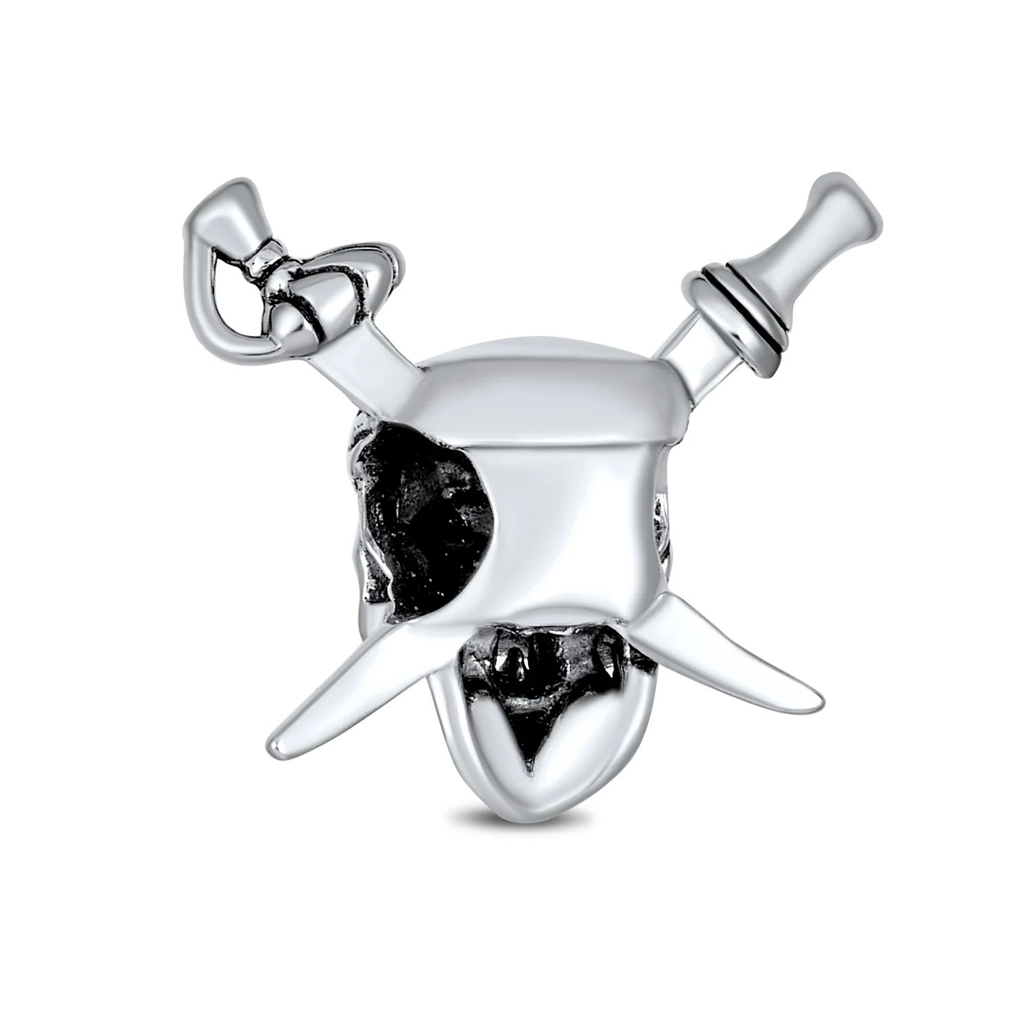 Halloween Pirate Skull & Cross Swords Charm Bead Silver for European Bracelet - Image 2