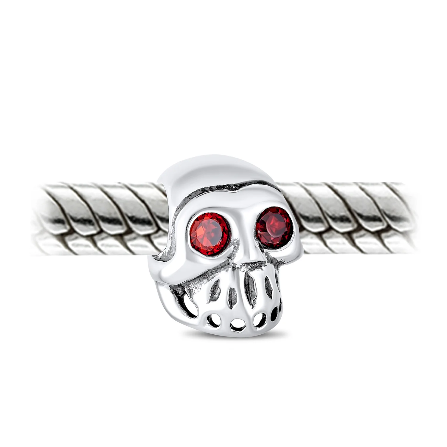 Set of 3 Halloween Red Eyes Skeleton Pirate Skull & Orange Spacer Charm Bead - Image 5