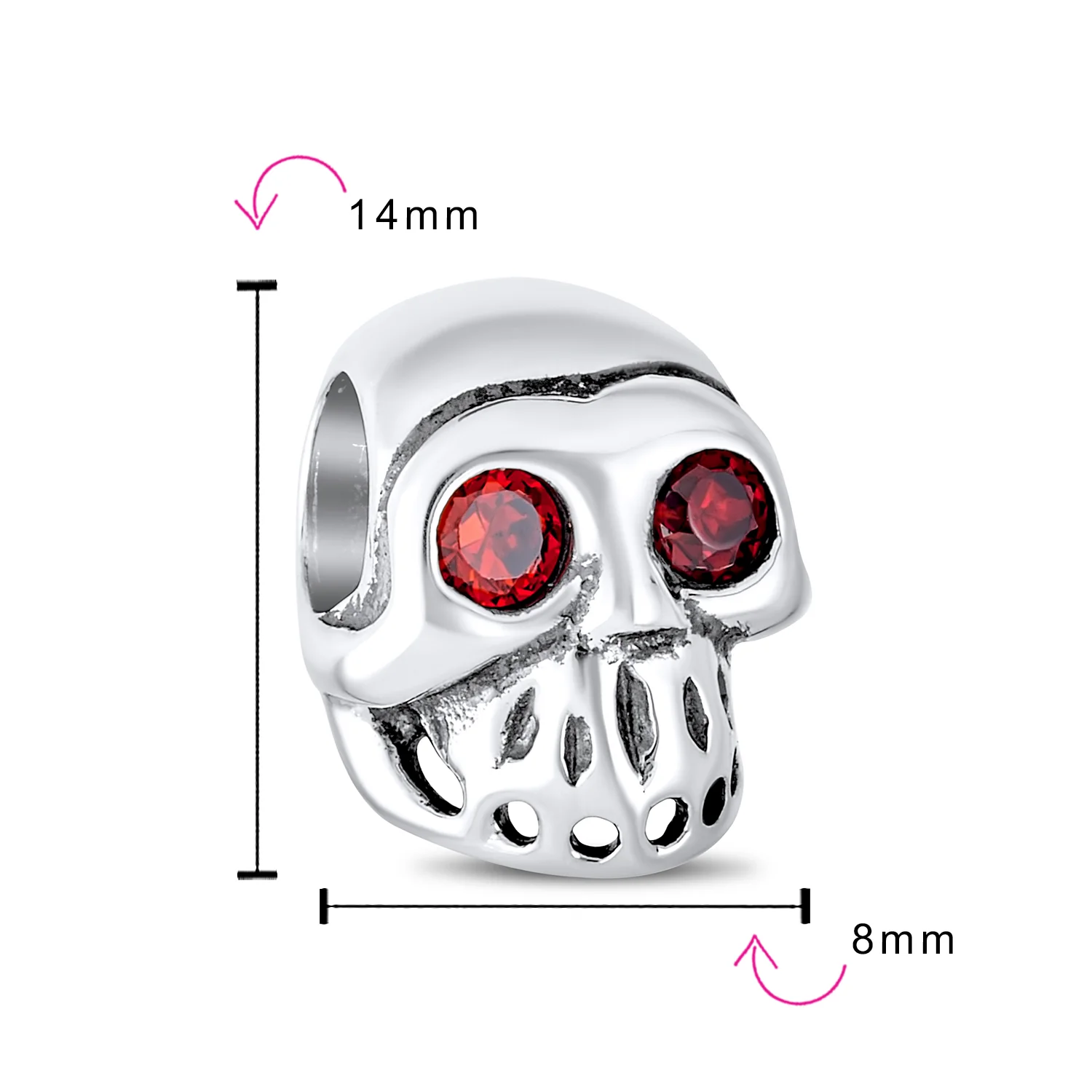 Set of 3 Halloween Red Eyes Skeleton Pirate Skull & Orange Spacer Charm Bead - Image 6