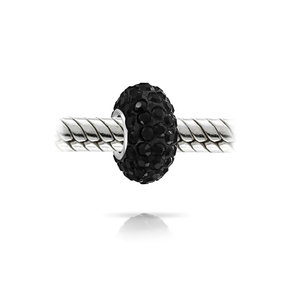 Set of 3 Halloween Skeleton Skull CZ Eye & Solid Black Crystal Spacer Charm Bead - Image 3