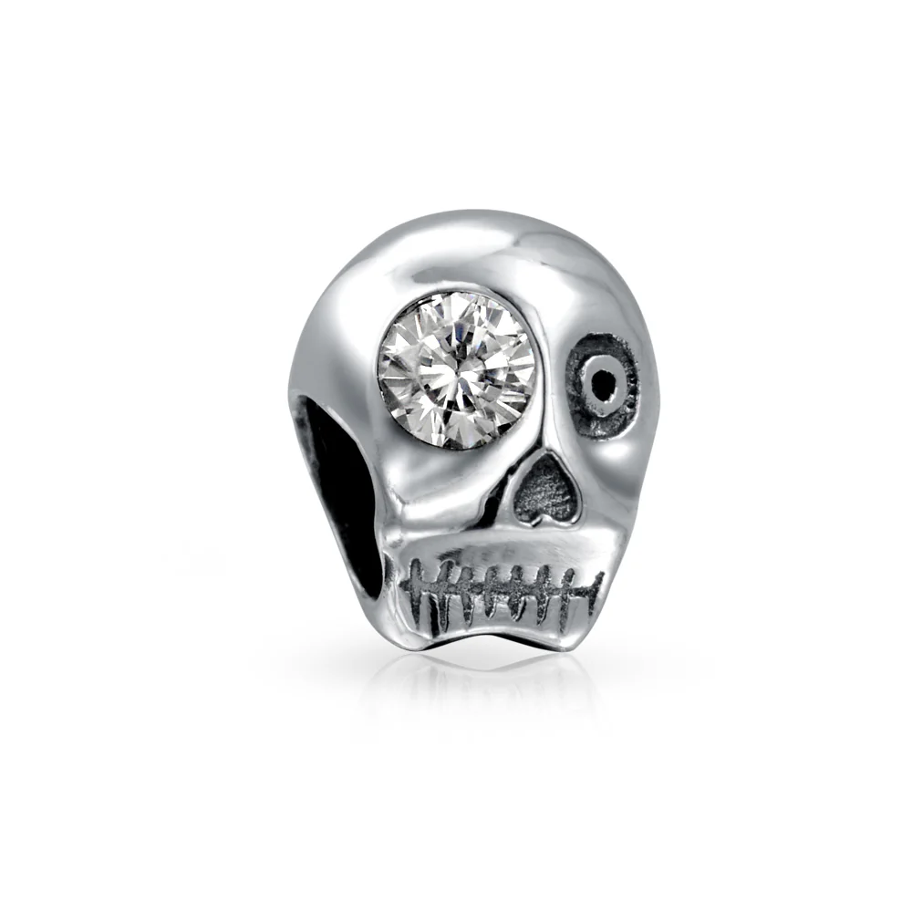 Set of 3 Halloween Skeleton Skull CZ Eye & Solid Black Crystal Spacer Charm Bead - Image 5