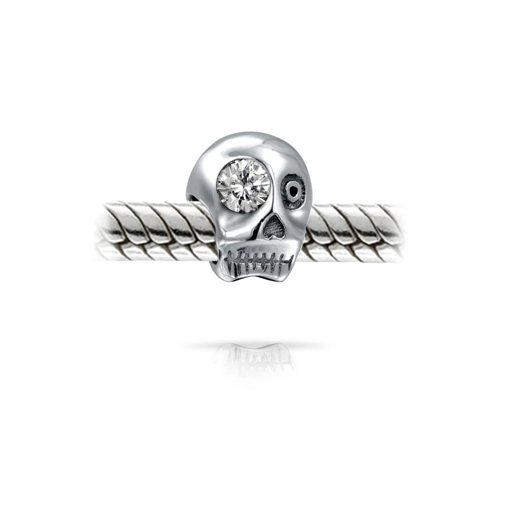 Set of 3 Halloween Skeleton Skull CZ Eye & Solid Black Crystal Spacer Charm Bead - Image 6